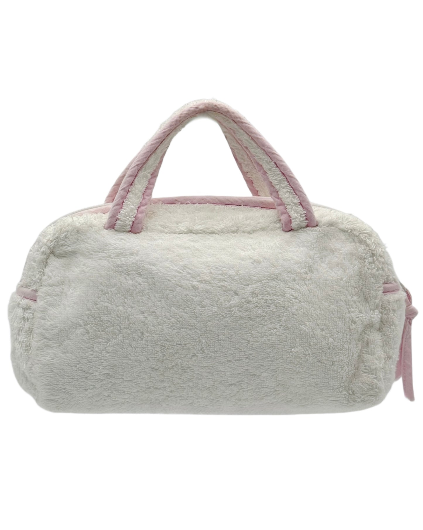 Dior Vintage 00s Ivory & Pink I <3 Dior Terry Cloth Cosmetic Mini Top Handle Bag