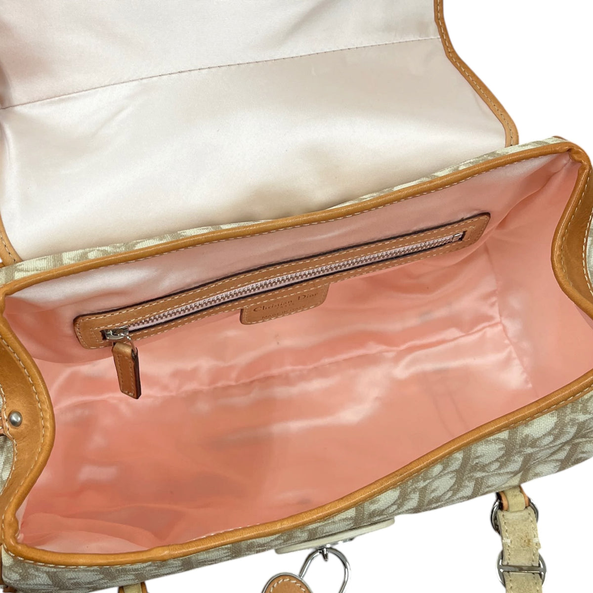 Dior Vintage 2006 Beige Monogram Canvas Romantique Heart Charm Medium Pochette Shoulder Bag
