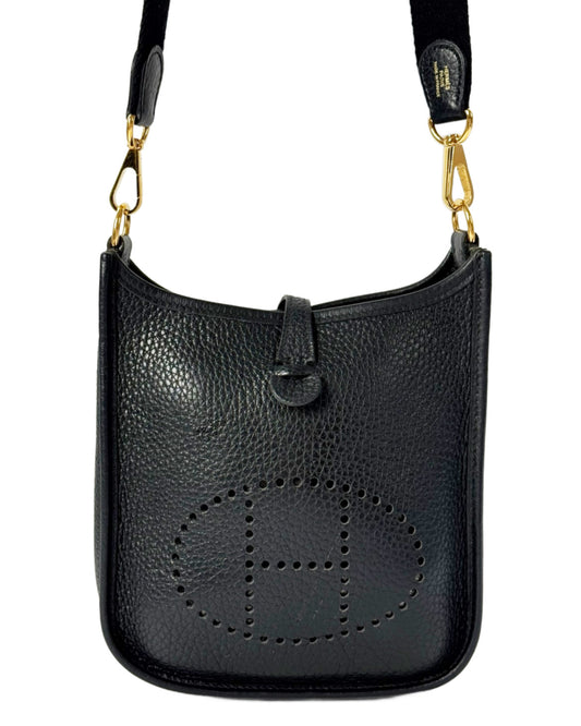 Hermes 2020 Y Stamp Black Clemence Leather Evelyne TPM Mini