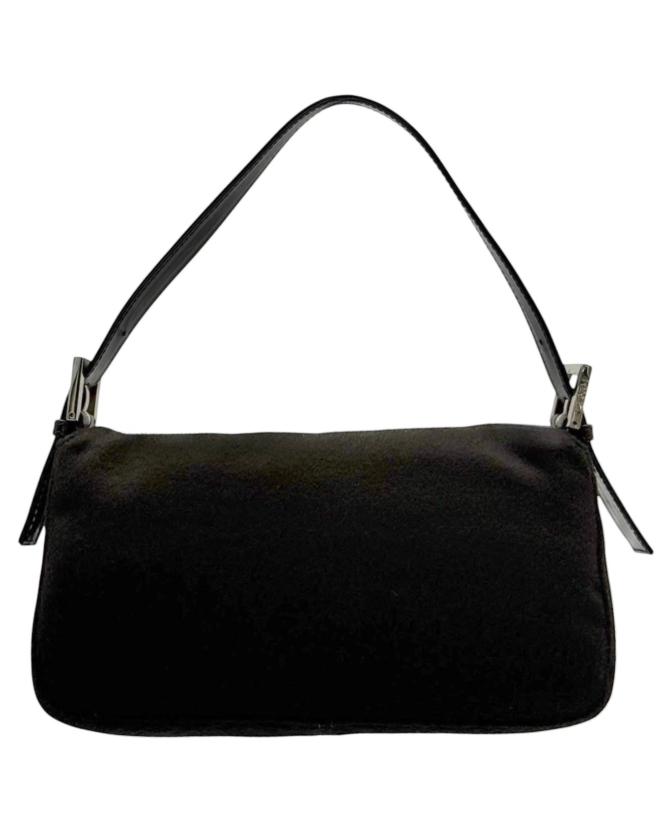 Fendi Vintage Black Felt Shoulder Baguette Bag