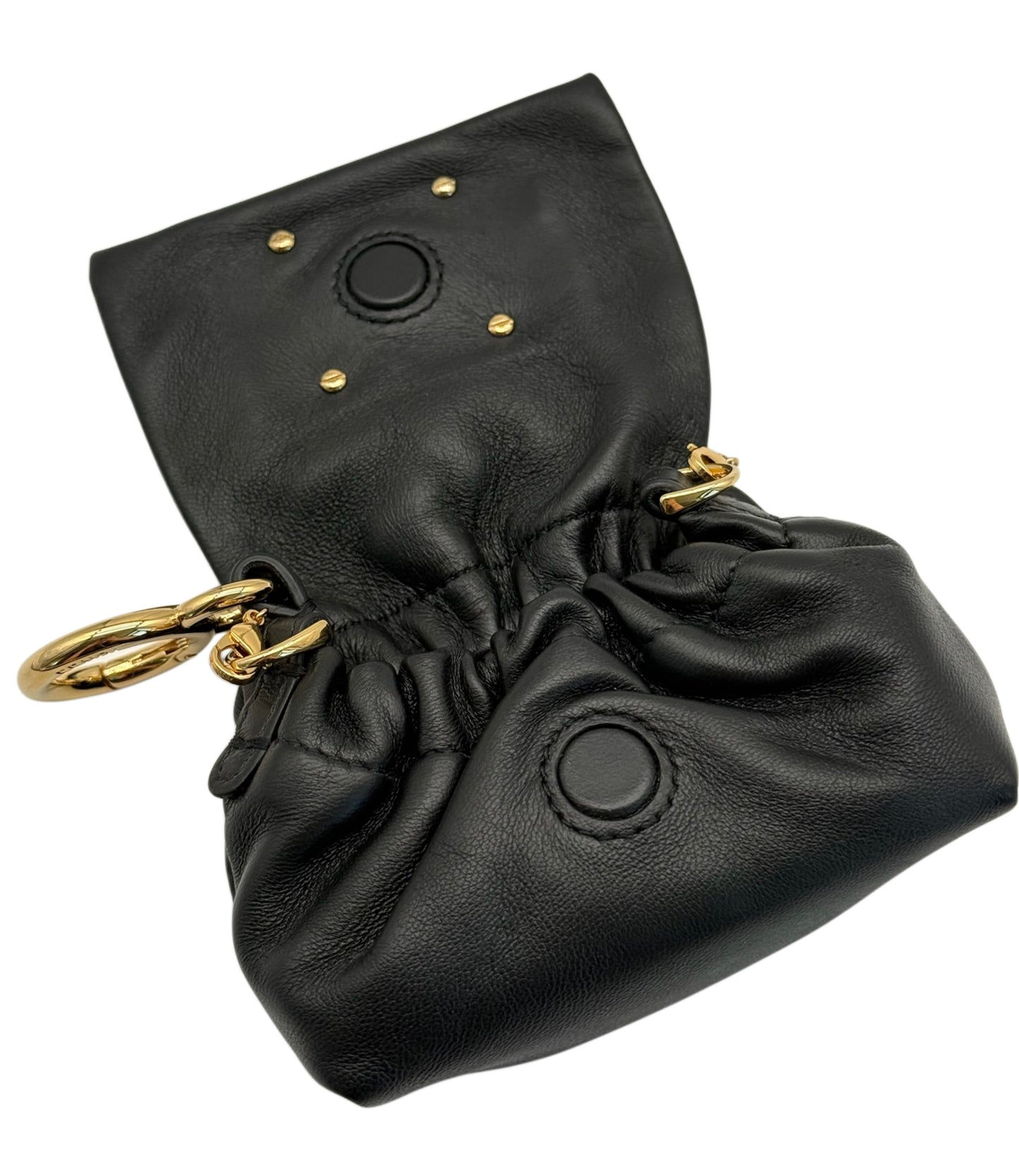 Fendi Black Lambskin Micro Baguette Card Holder Shoulder / Crossbody Key Chain Bag Charm Pouch