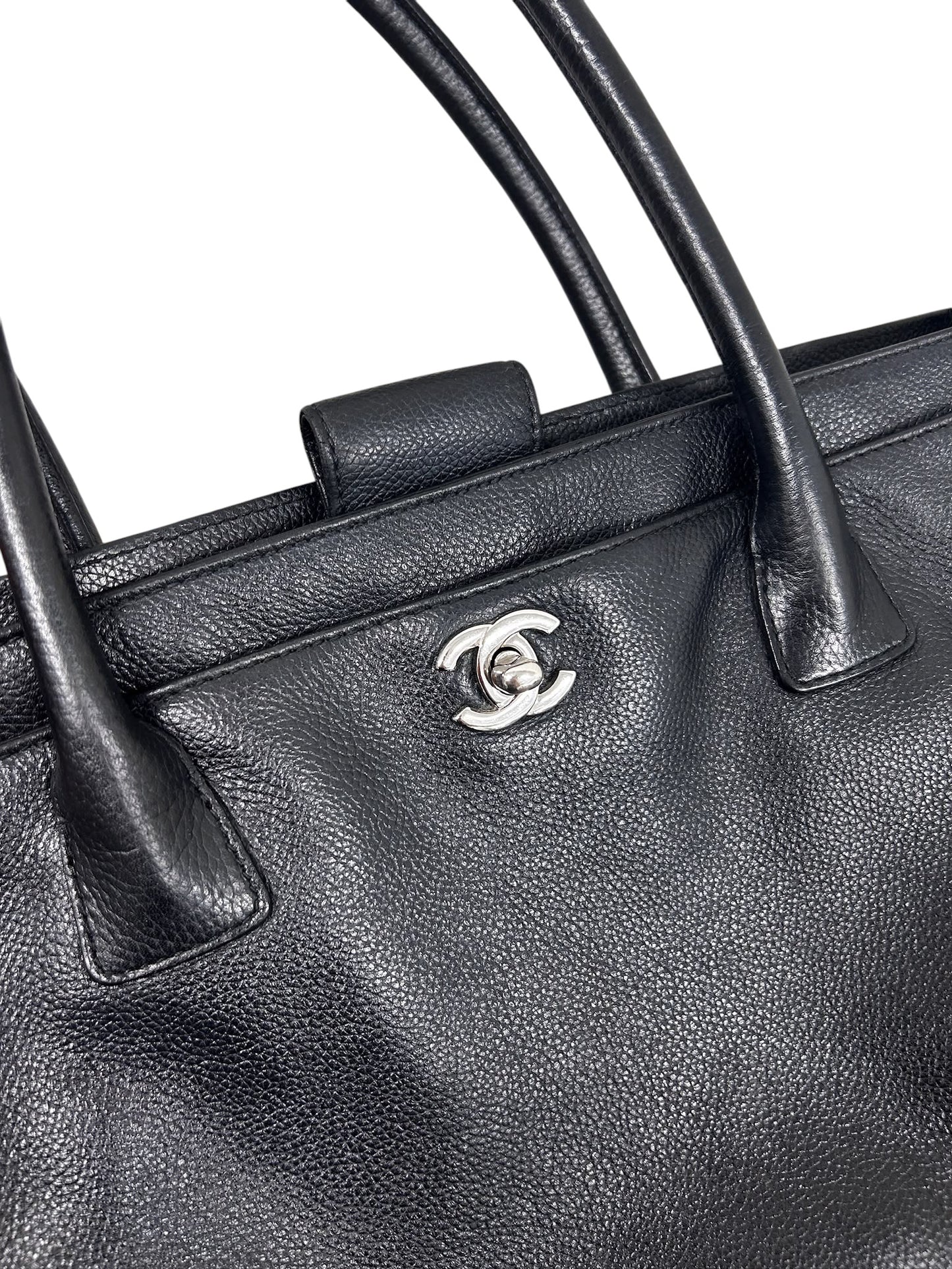 Chanel Vintage 00s Black Deerskin Medium Cerf Executive Tote Bag with SHW