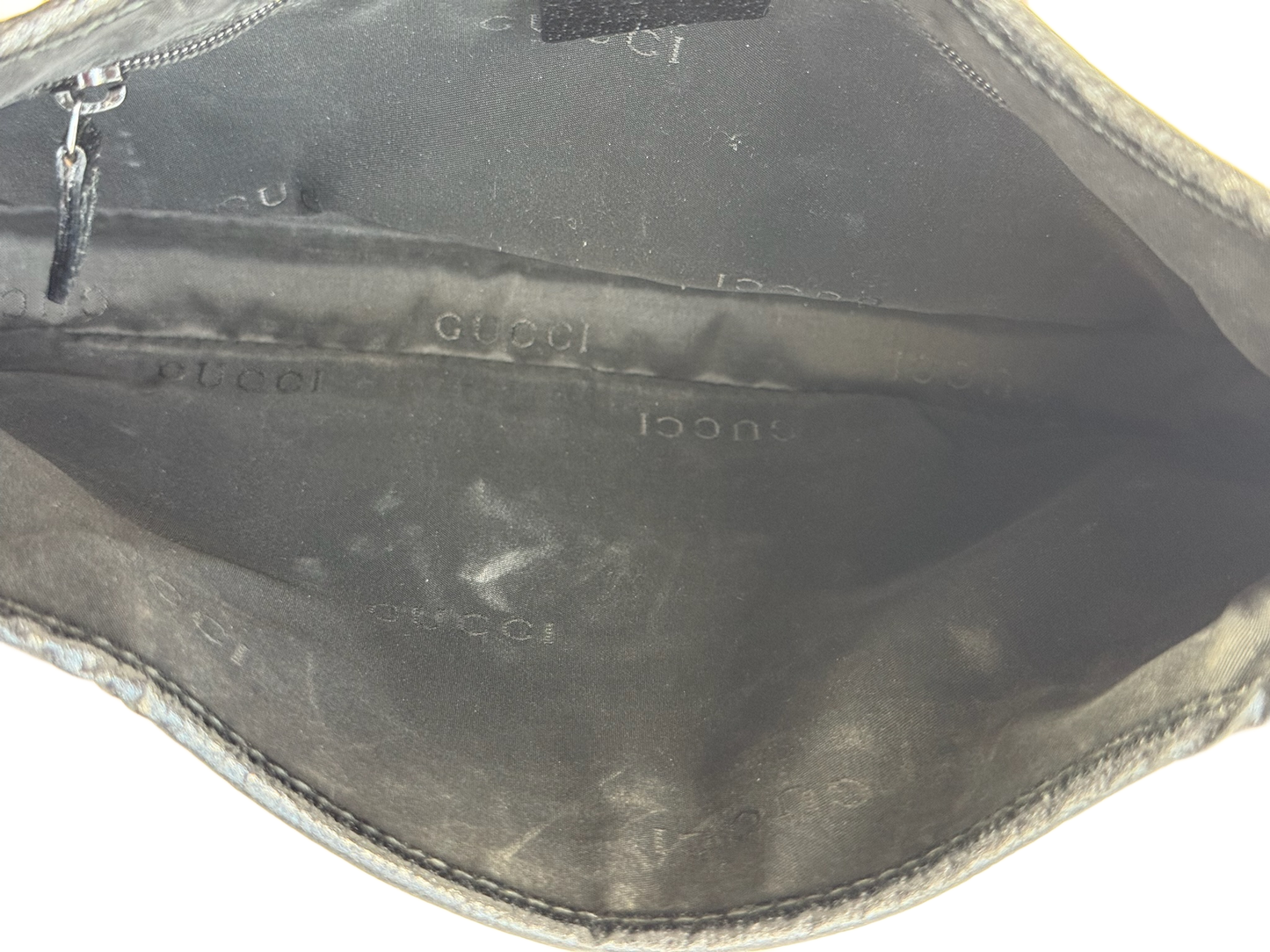 Gucci Vintage Beige Felt Black Leather Trim Small Jackie O Shoulder Bag