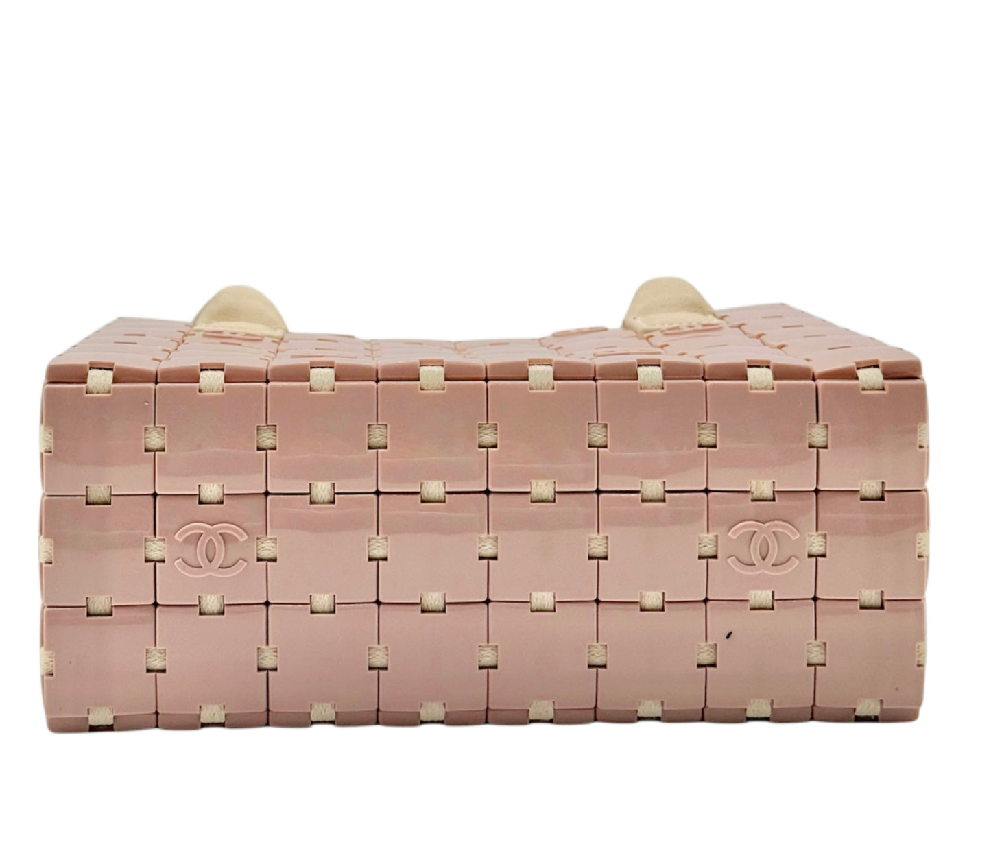 Chanel Vintage 00s Pink Acrylic CC Puzzle Piece Small Top Handle Tote Bag