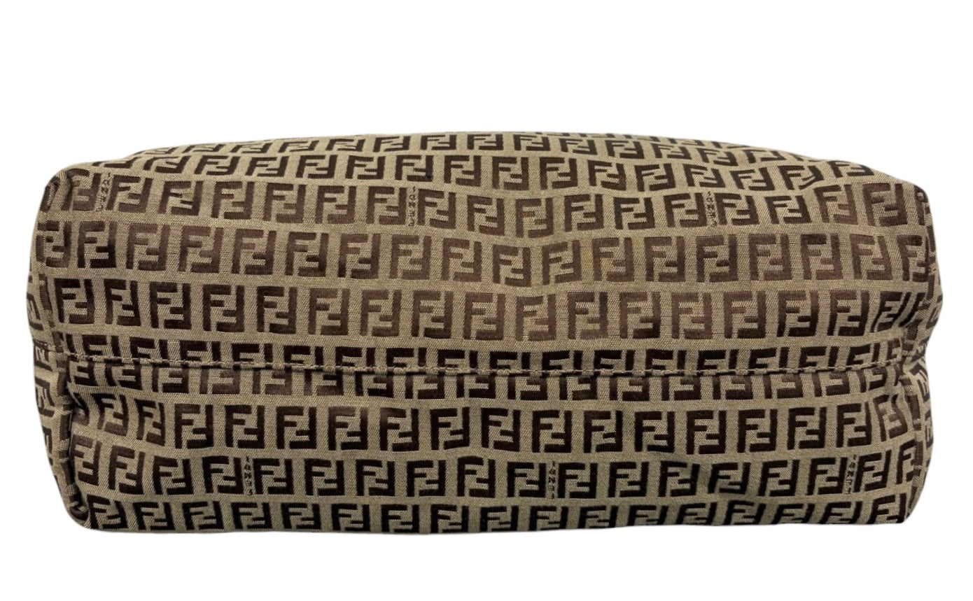 Fendi Vintage Light Brown Zucchino Zucca Monogram Large Shoulder Tote Bag 