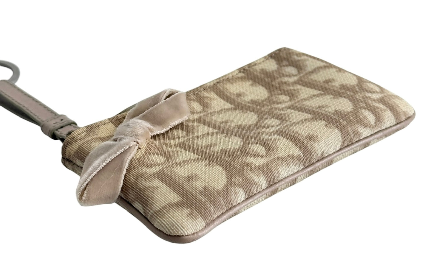 Dior Vintage 2005 Beige Trotter Monogram Romantique Card Holder Key Chain Pouch