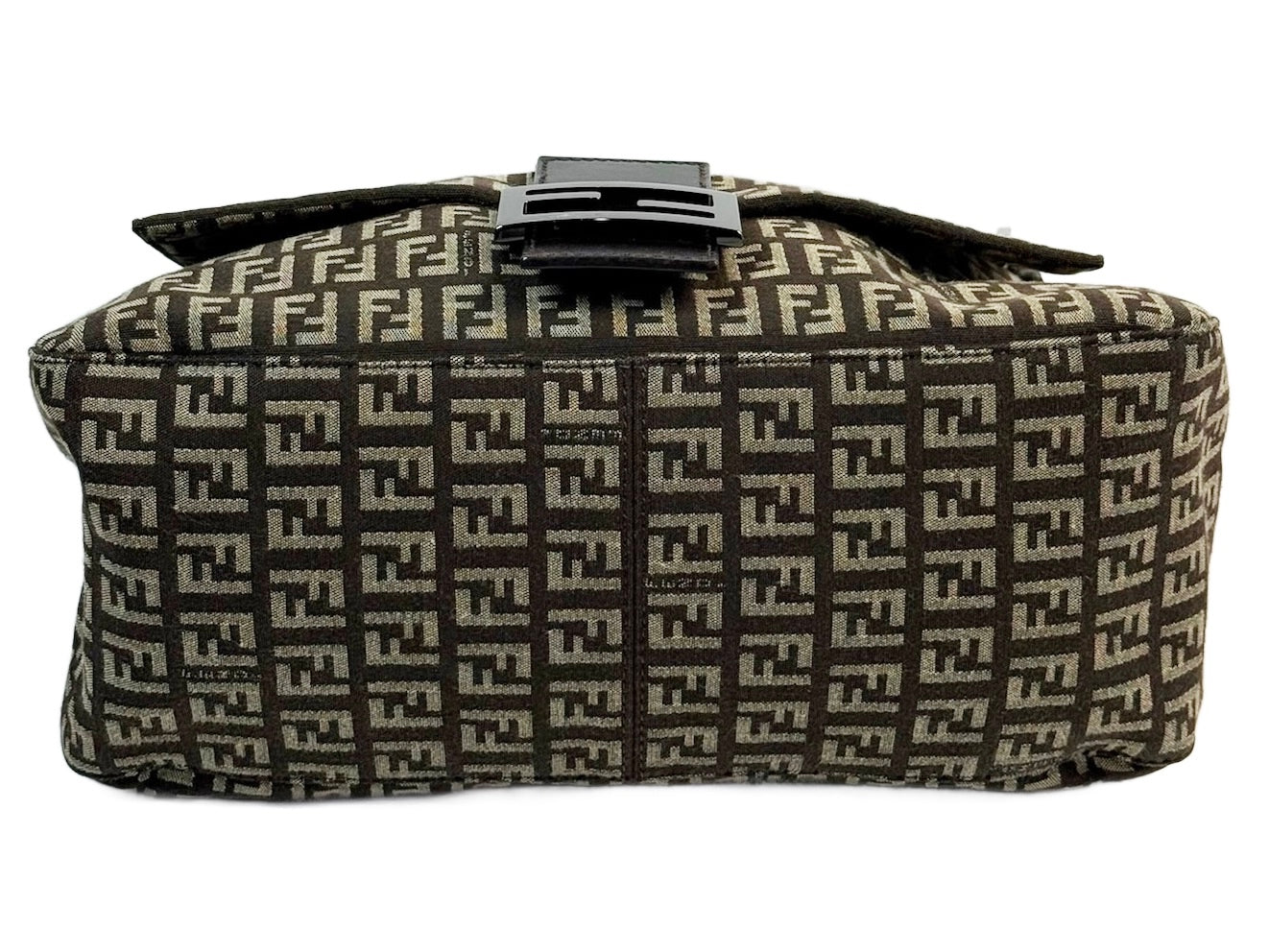 Fendi Vintage Dark Brown Zucchino Zucca Monogram Mamma Baguette Shoulder Bag