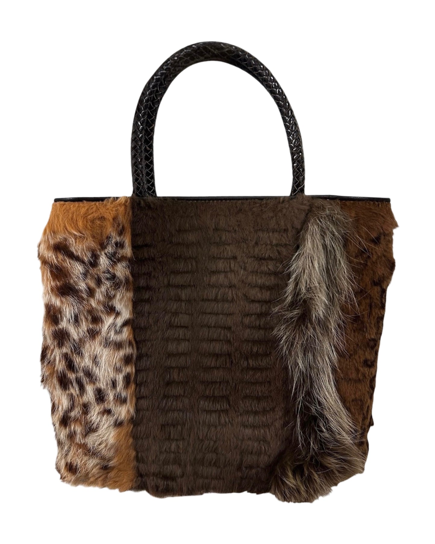 Dior Vintage 2000 Mixed Animal Print Fur Small Top Handle Bag