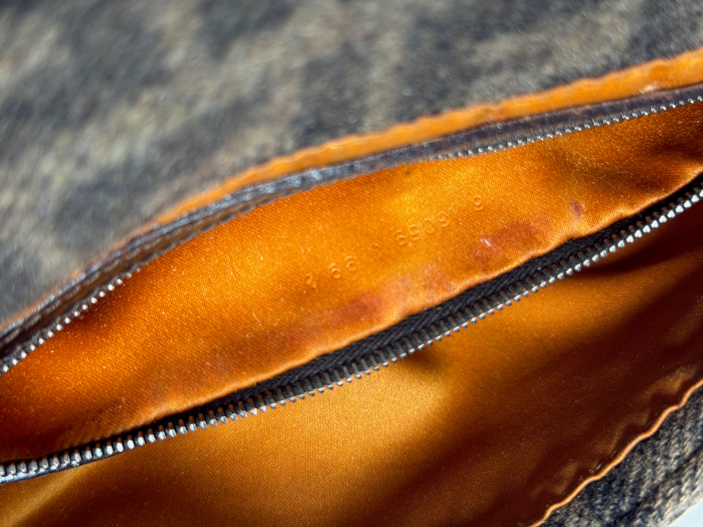 Fendi Vintage Brown Wool Zucca Monogram Cherry Embroidered Shoulder Baguette Bag