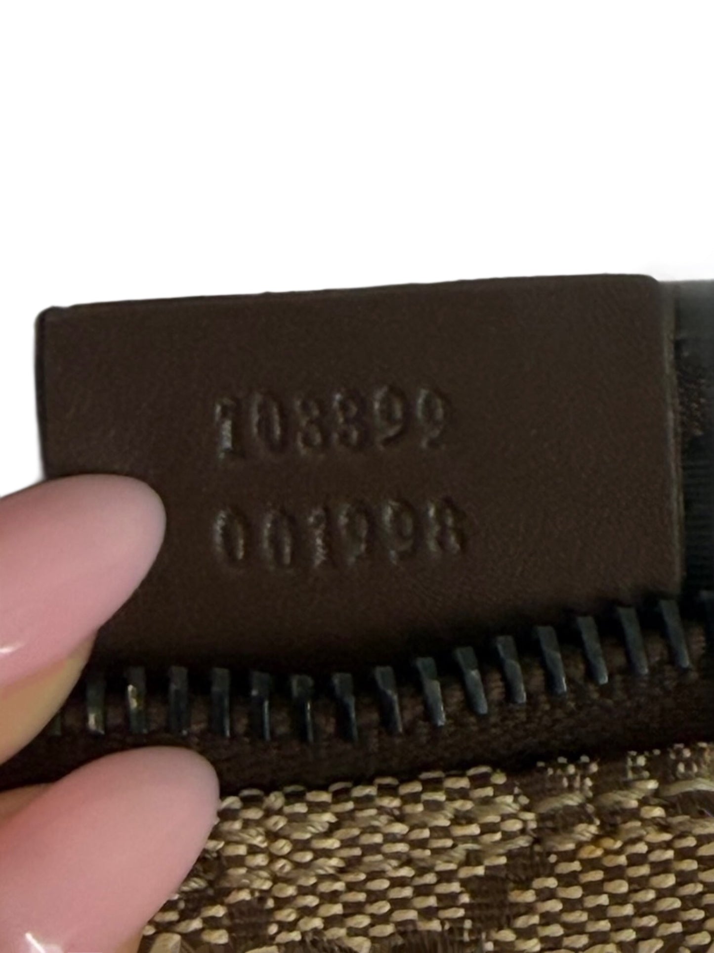Gucci Vintage Brown GG Monogram Dark Brown Leather Trim Small Pochette Bag