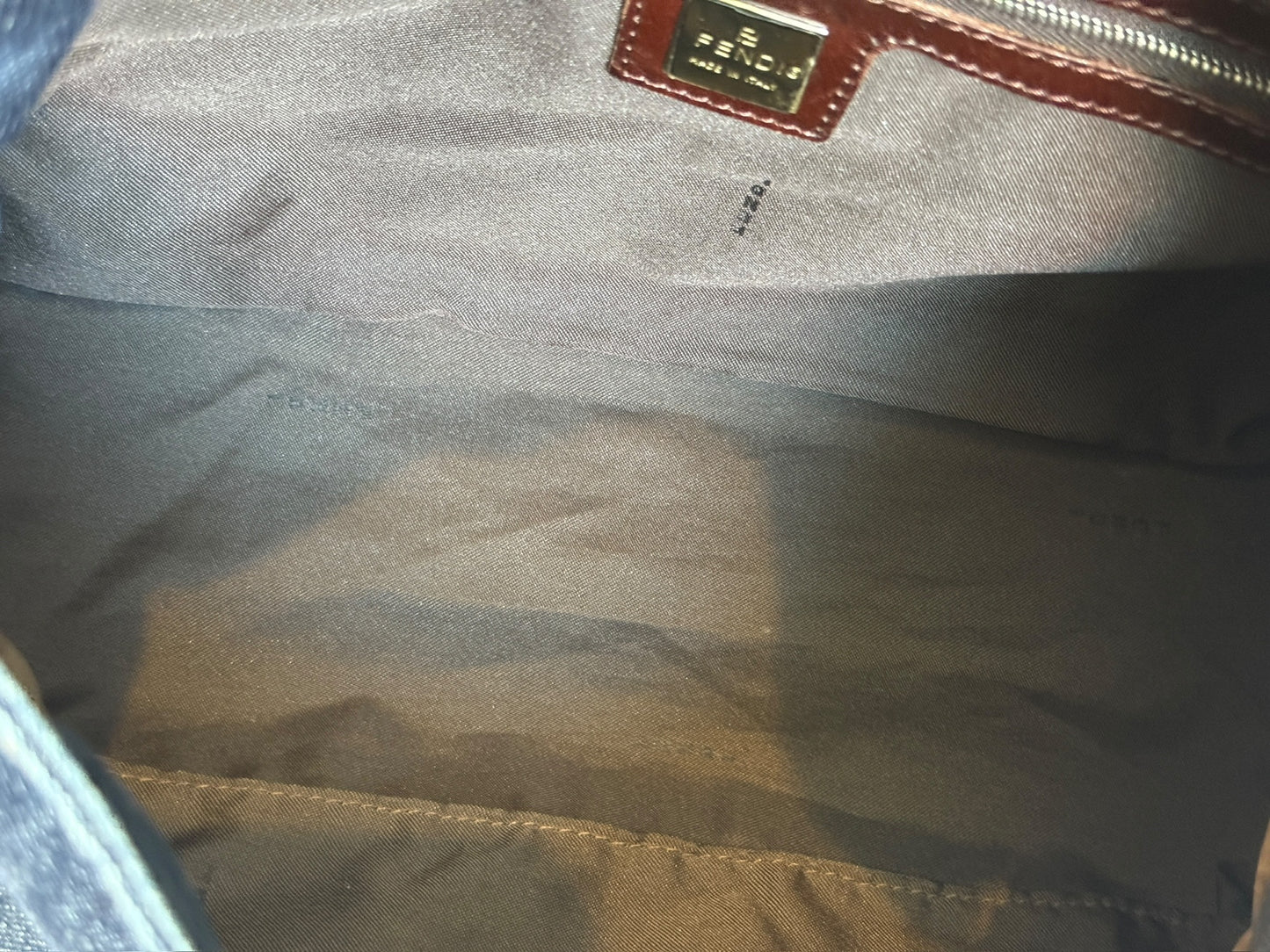 Fendi Vintage Classic Blue Denim Mamma Baguette Shoulder Bag