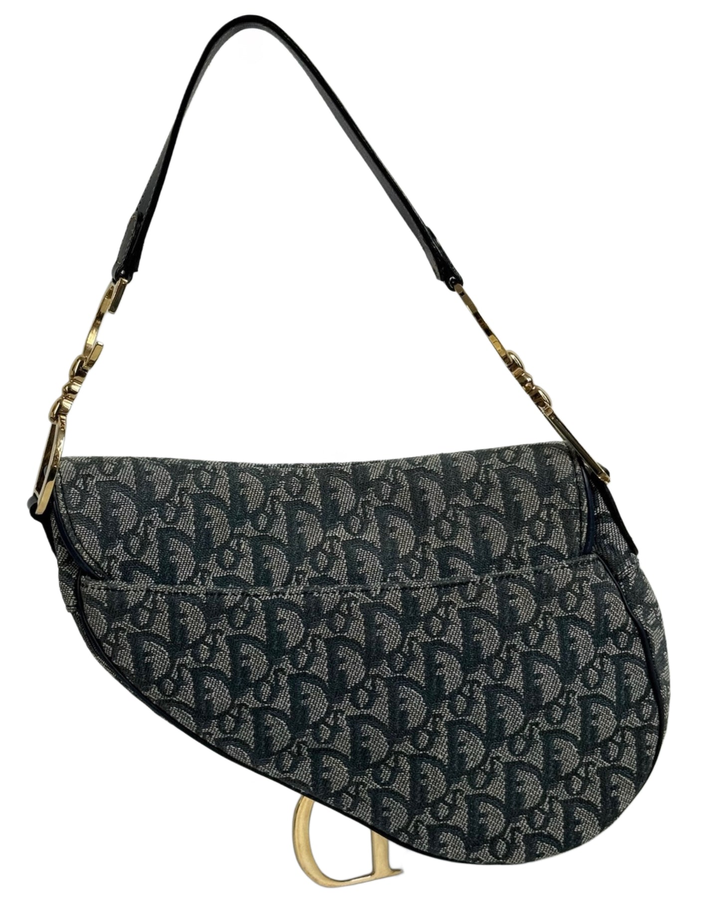 Dior Vintage 2000 Blue Trotter Monogram Medium Saddle Bag