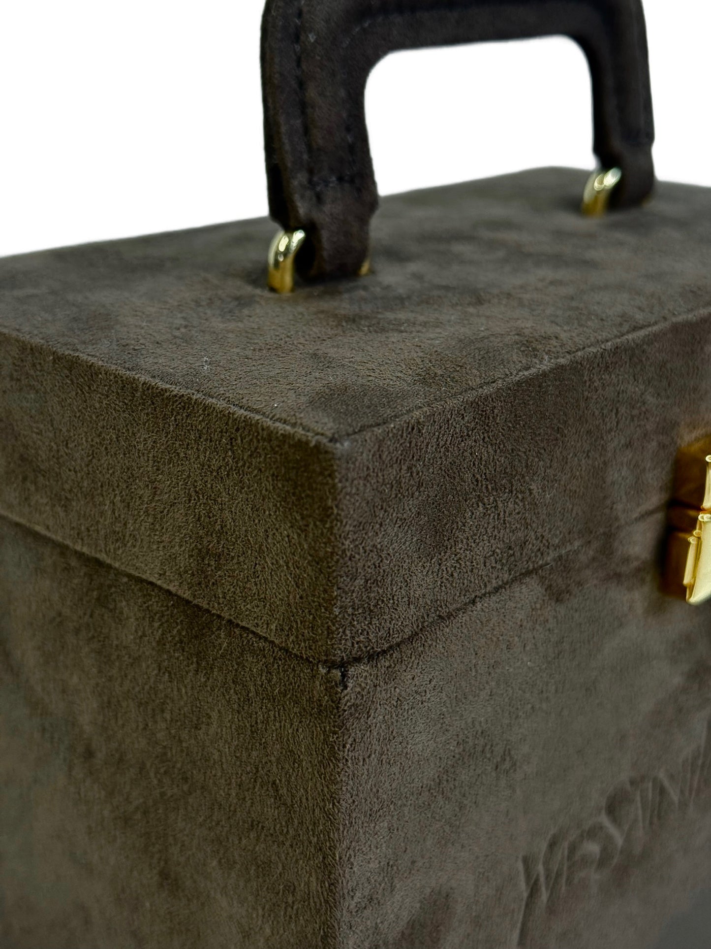 YSL / Yves Saint Laurent Vintage Brown Suede Mini Trunk Vanity Jewelry Case Box