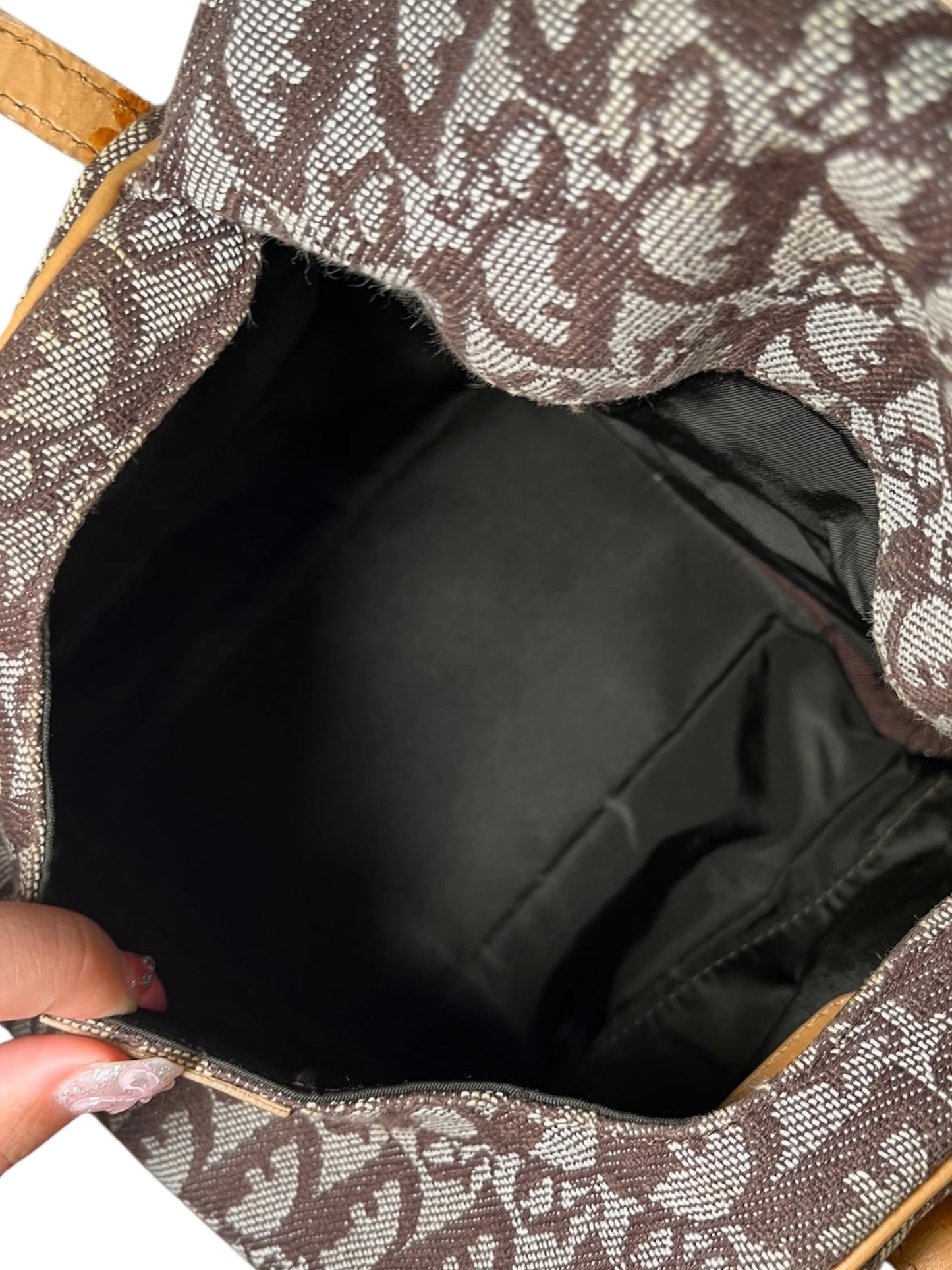 Dior Vintage Brown Trotter Monogram Mini Origami Top Handle Bag