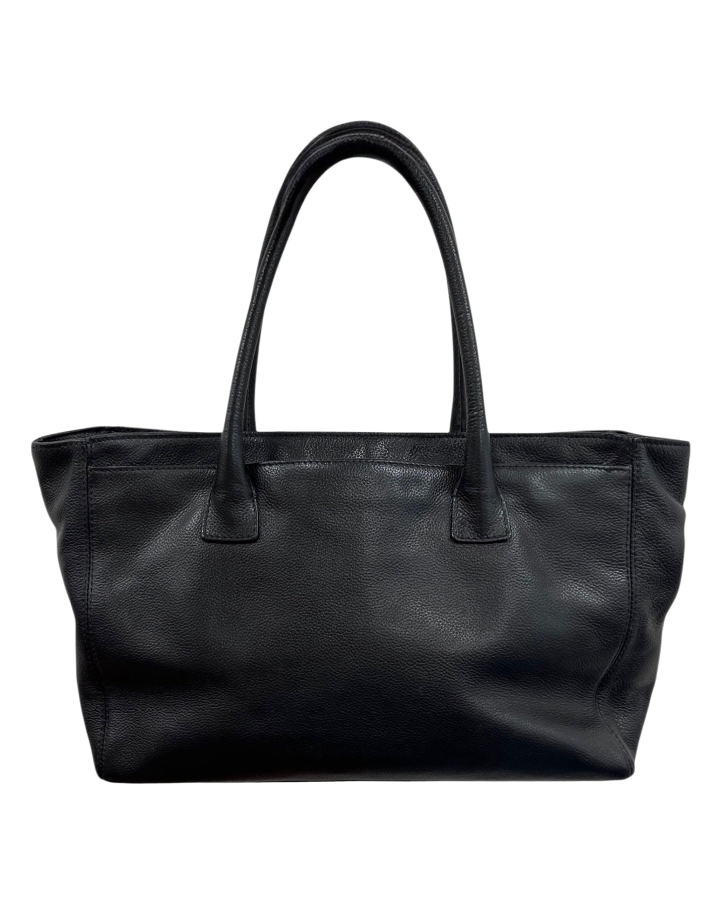 Chanel Vintage 00s Black Deerskin Medium Cerf Executive Shoulder Tote Bag with Ruthenium Hardware