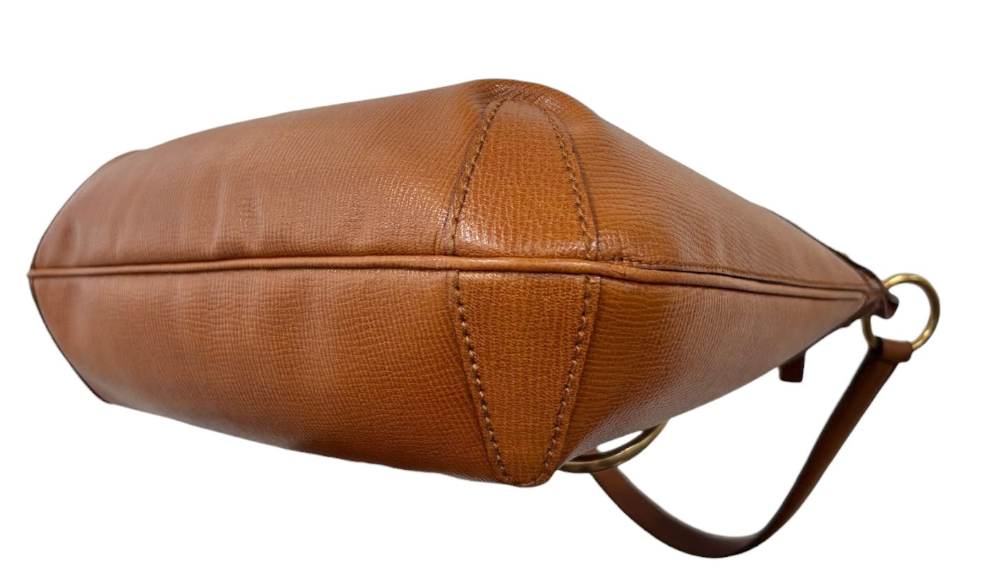 Gucci Vintage Cognac Brown Leather Horsebit Hobo Shoulder Bag