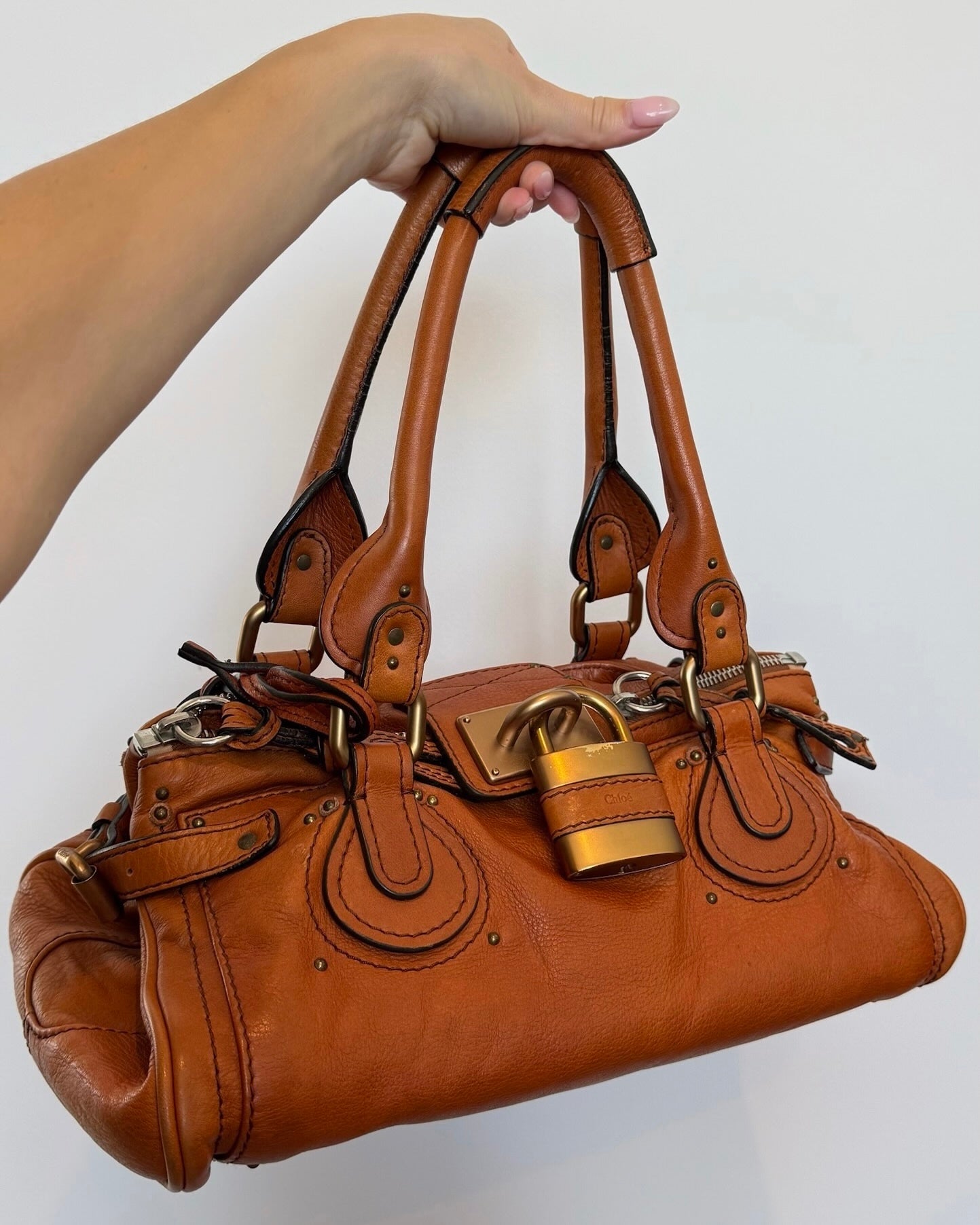 Chloé Vintage Orange Calfskin Medium Paddington Shoulder Bag