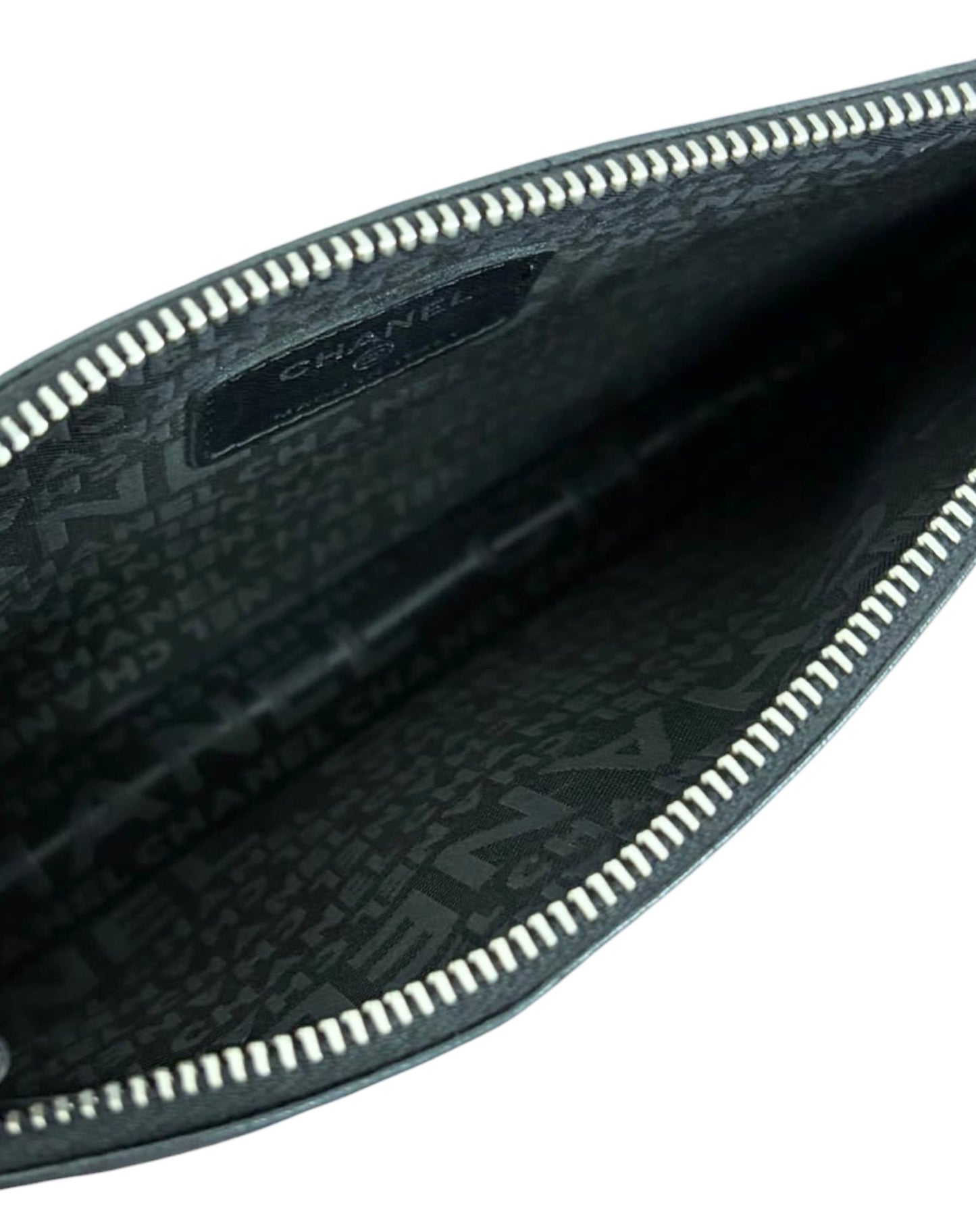 Chanel Vintage 00s Black Quilted Chocolate Bar Lambskin Embossed Motif Logo Shoulder Pochette Bag