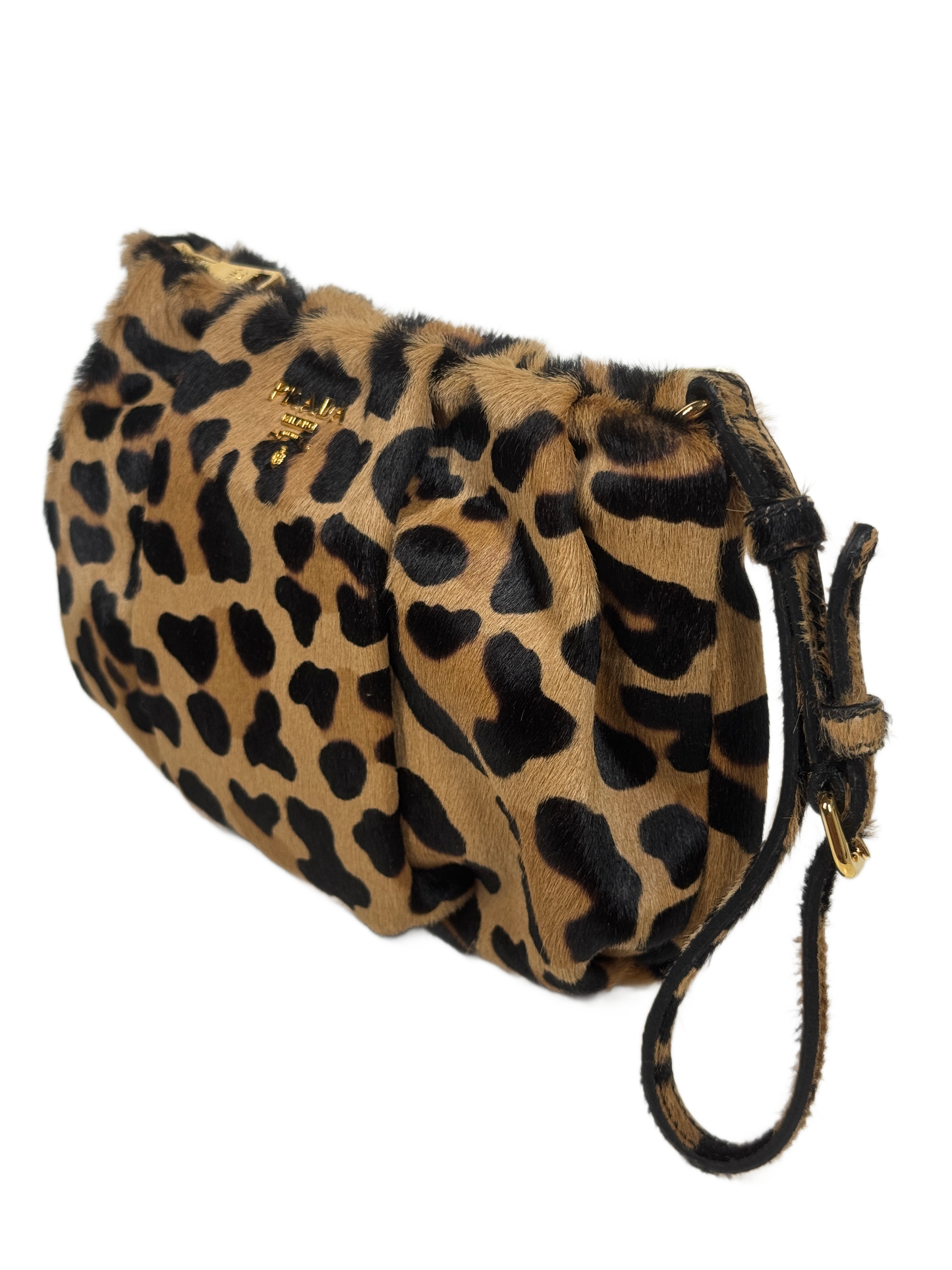 Prada 2012 Calf Pony Hair Leopard Print Wristlet