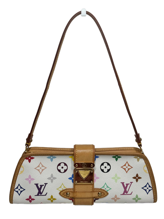 Louis Vuitton Vintage Takashi Murakami Blanc White Multicolor Monogram Shirley Pochette Shoulder Bag Clutch