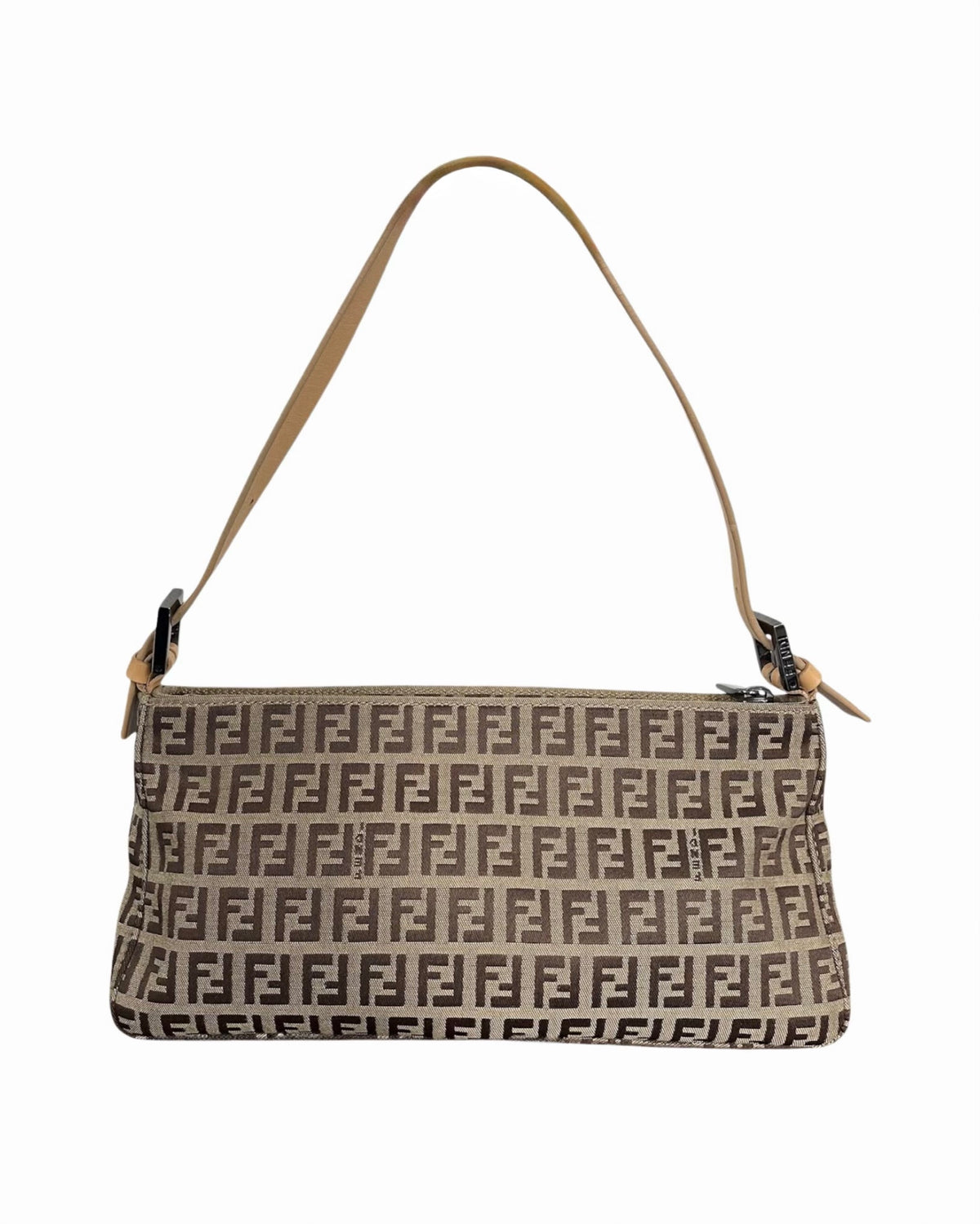 Fendi Vintage Brown Zucchino Zucca Monogram Medium Shoulder Pochette Bag