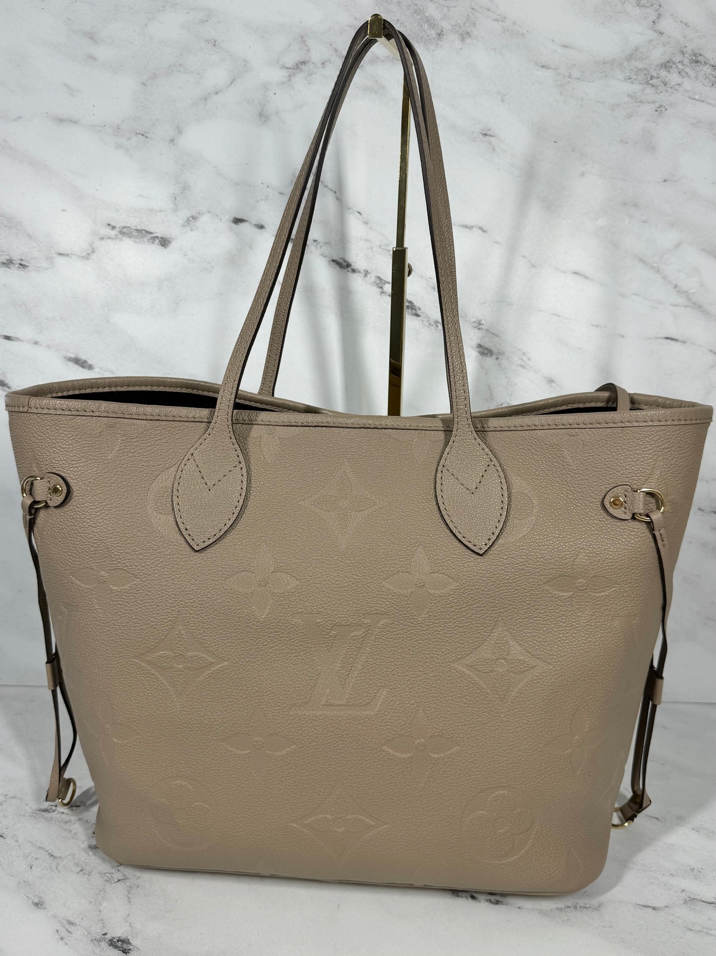 Louis Vuitton Tourterelle Monogram Empreinte Leather Neverfull MM