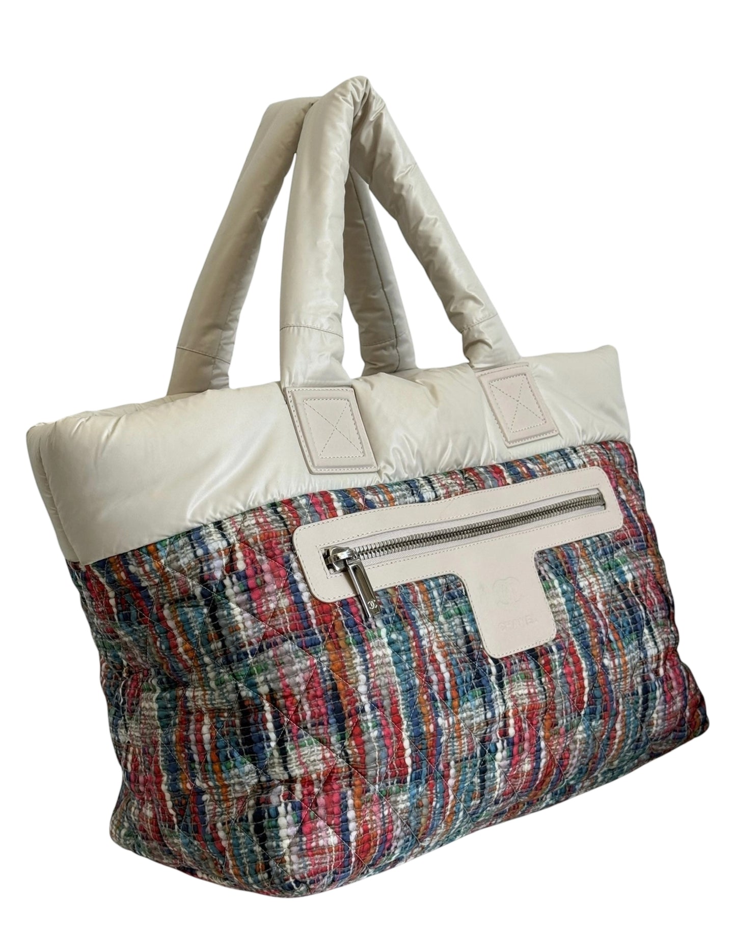 Chanel 2014 Multicolor Nylon Tweed Coco Cocoon Large Shoulder Tote Bag