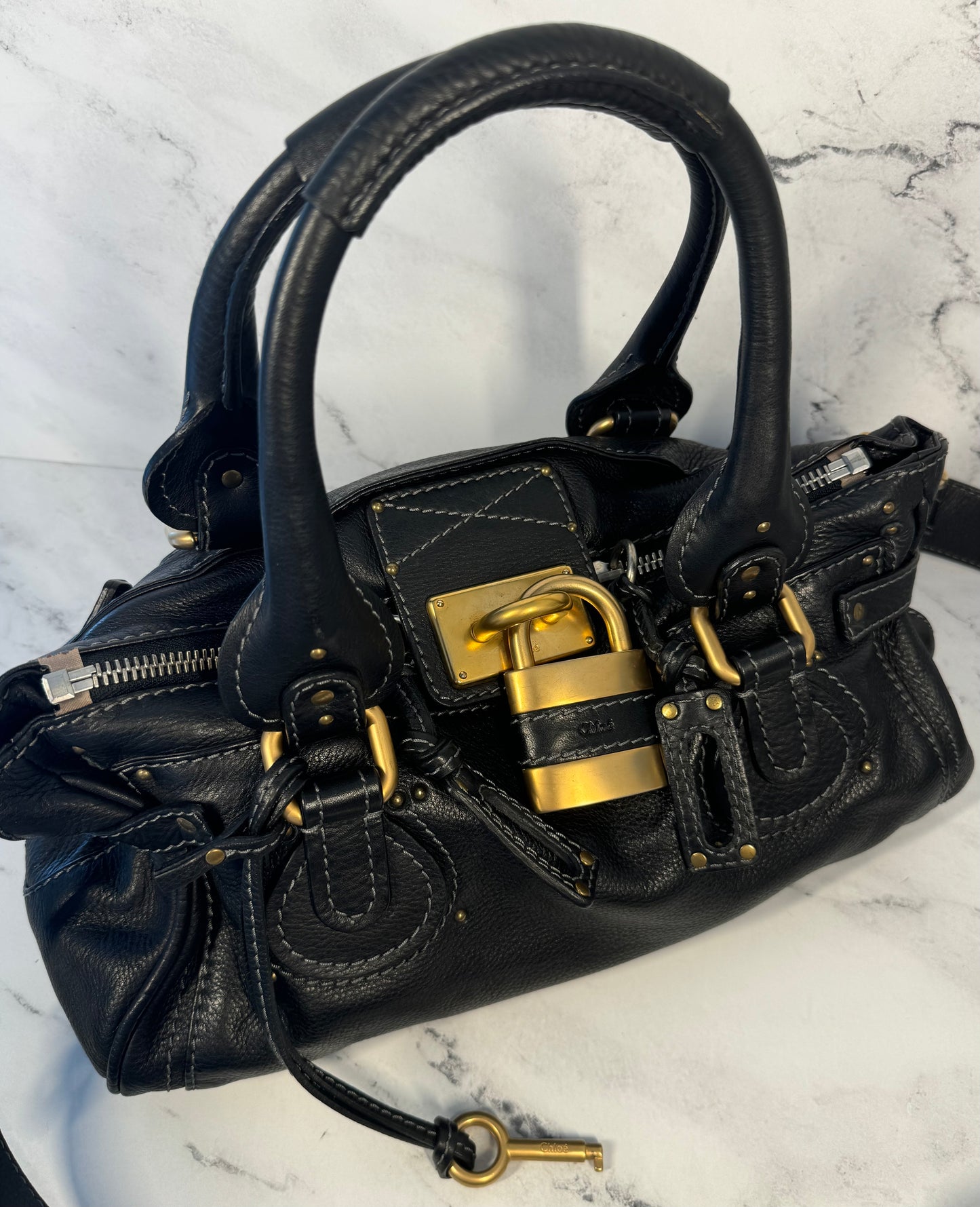 Chloé Vintage Black Leather Paddington Shoulder & Crossbody Bag