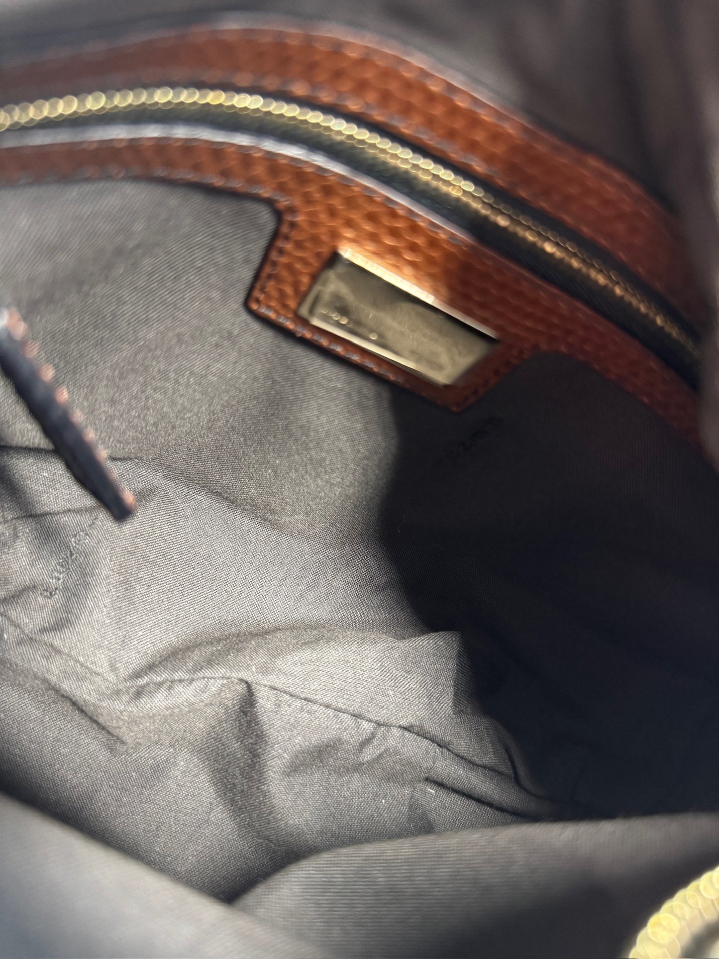 Fendi Brown & Black Metallic Zucca Monogram Canvas Chef Hobo Mini Shoulder Chain Bag