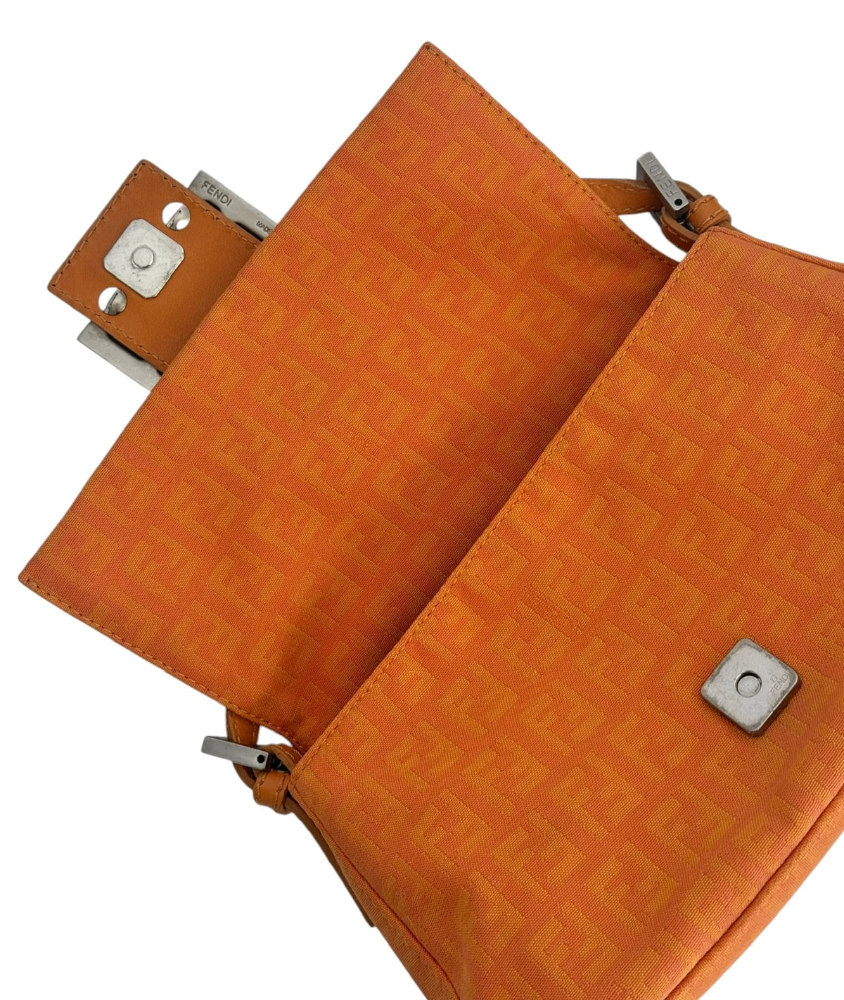Fendi Vintage Orange Zucchino Zucca Monogram Mini Mamma Shoulder Baguette Bag