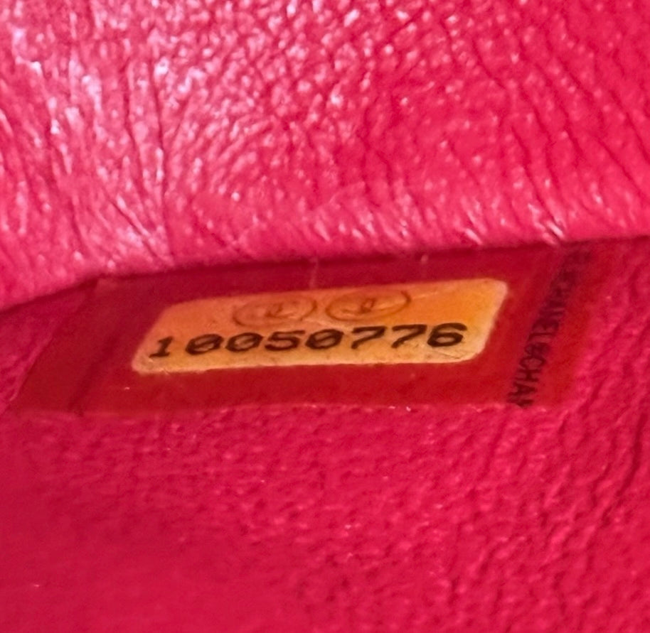 Chanel Vintage 00s Hot Fuchsia Pink Quilted Caviar Medium Classic Double Flap Bag Flap with Silver Hardware