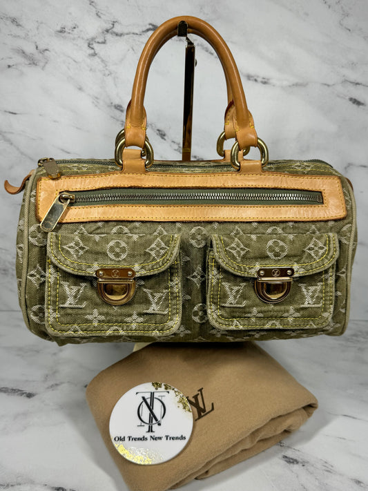 Louis Vuitton Vintage 2006 Green Denim Monogram Neo Speedy