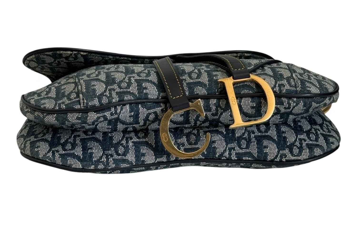 Dior Vintage 2002 Blue Trotter Monogram Double Saddle Bag