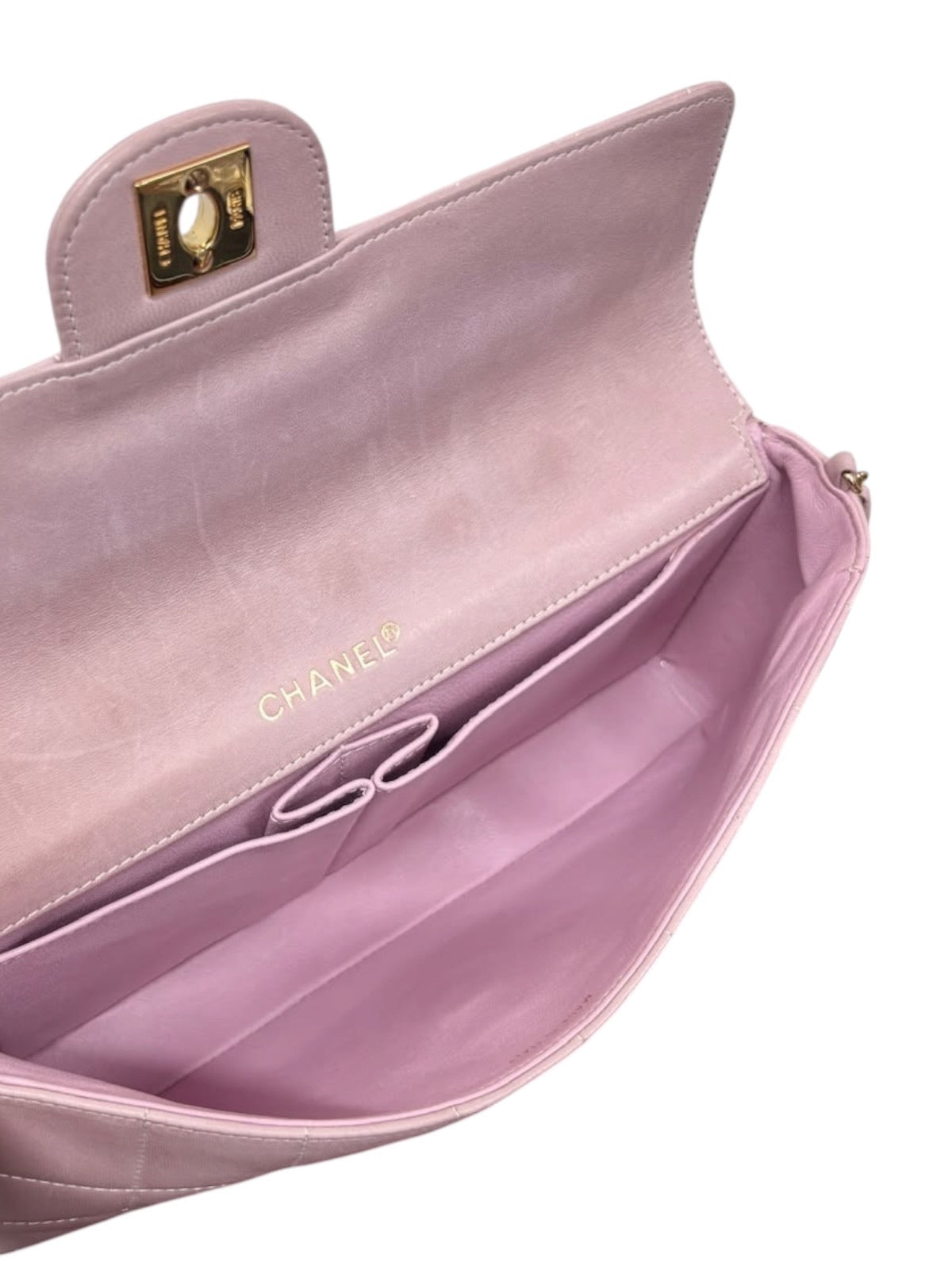 Chanel Vintage 00s Light Pink Chocolate Bar Quilted Lambskin East West Shoulder Flap Bag