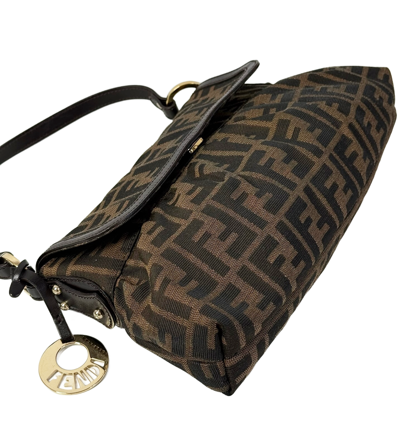 Fendi Vintage Brown Zucca Monogram Canvas Medium Chef Shoulder Bag
