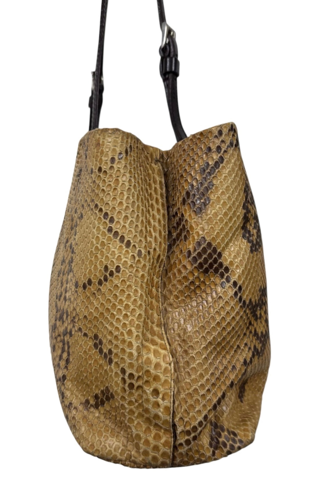 Prada Vintage Light Brown Python East West Shoulder Tote Bag 