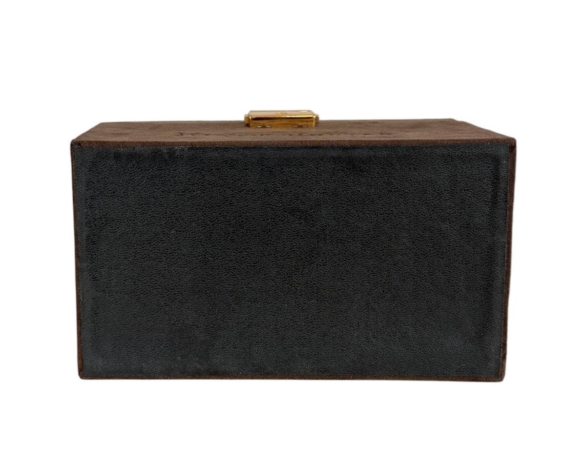 YSL / Yves Saint Laurent Vintage Brown Suede Mini Trunk Vanity Jewelry Case Box