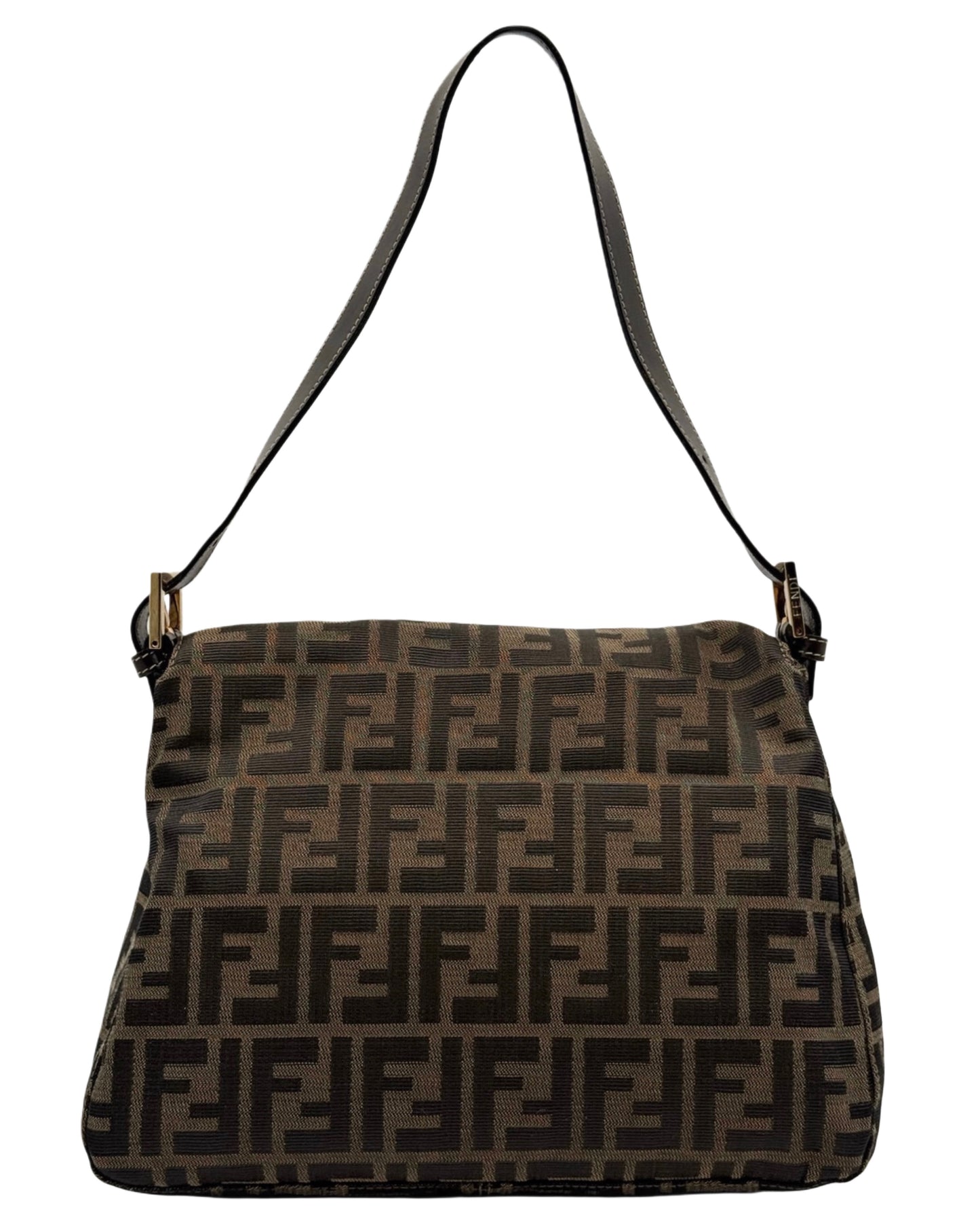 Fendi Vintage Brown Zucca Monogram Classic Mamma Baguette Shoulder Bag