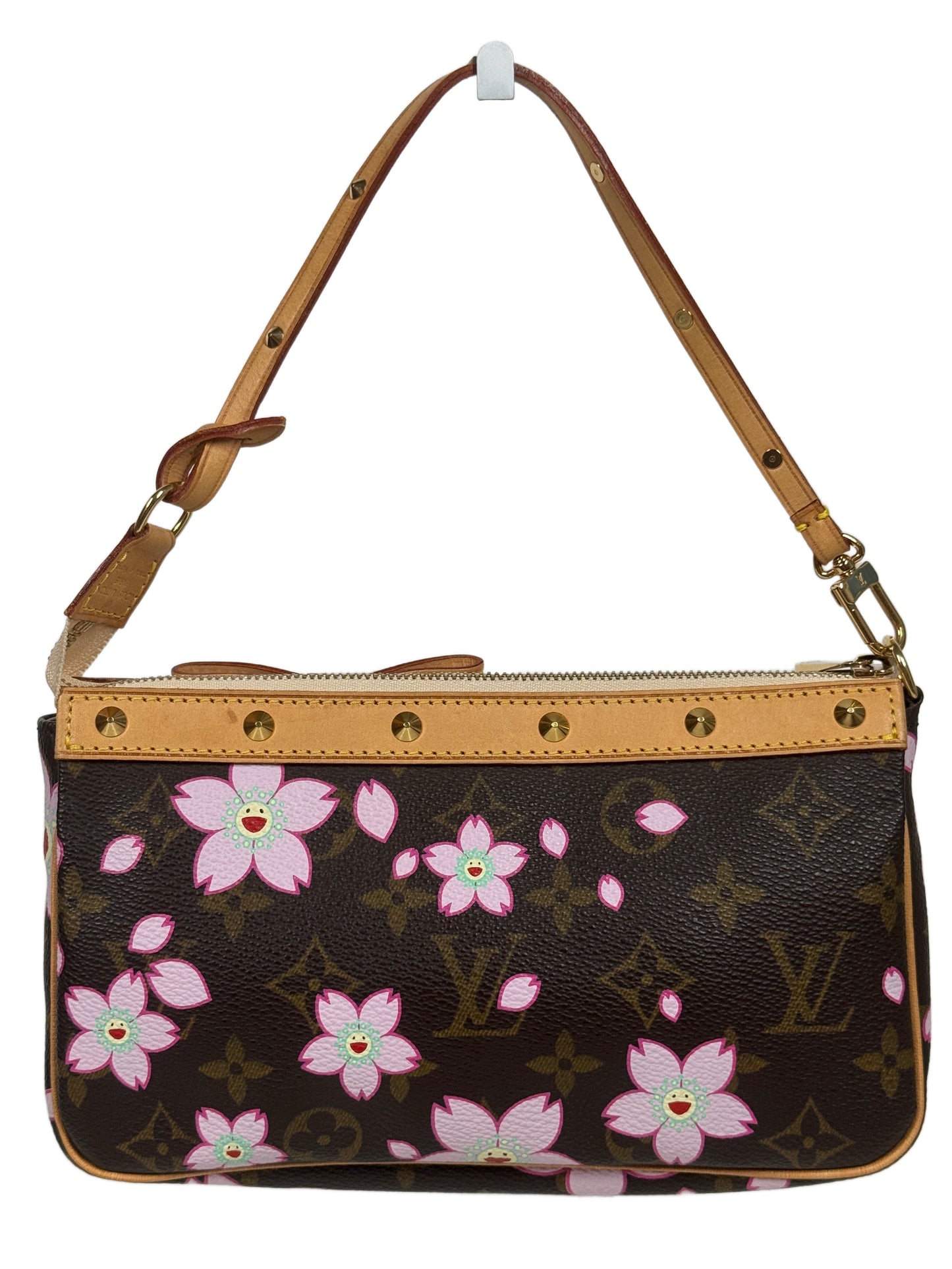 Louis Vuitton Vintage 2003 Takashi Murakami Brown Cherry Blossom Monogram Pochette Accessoires