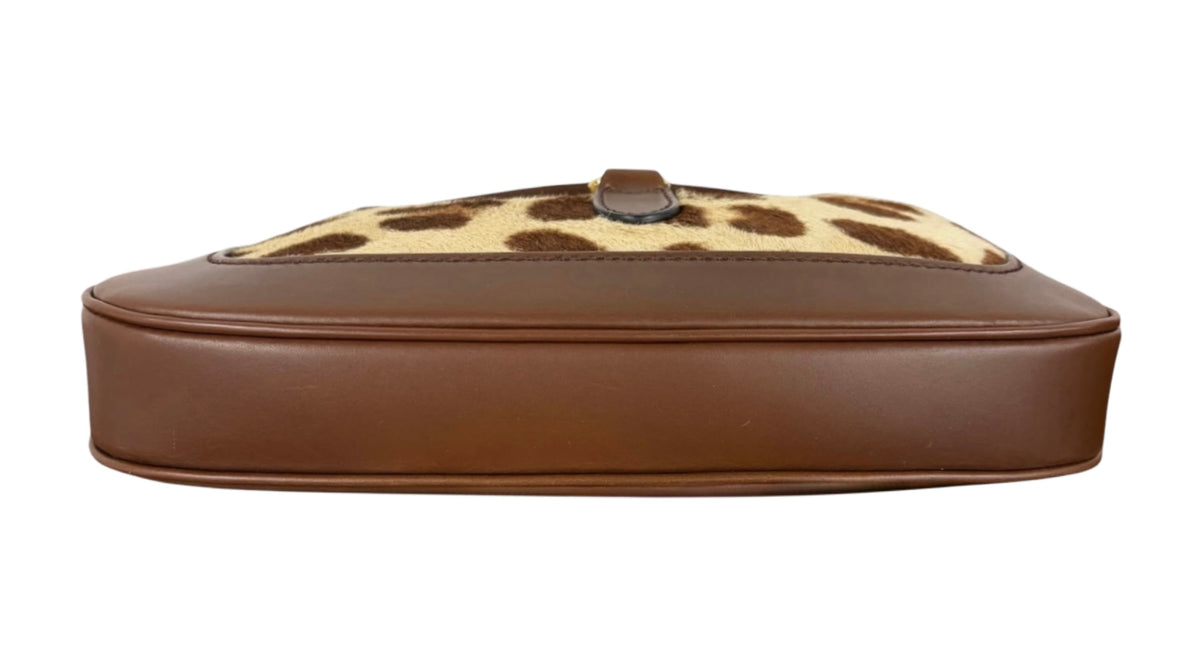 Gucci 2022 HA HA HA Collection Leopard Print Pony Hair Small Jackie Shoulder Crossbody Two-Way Bag