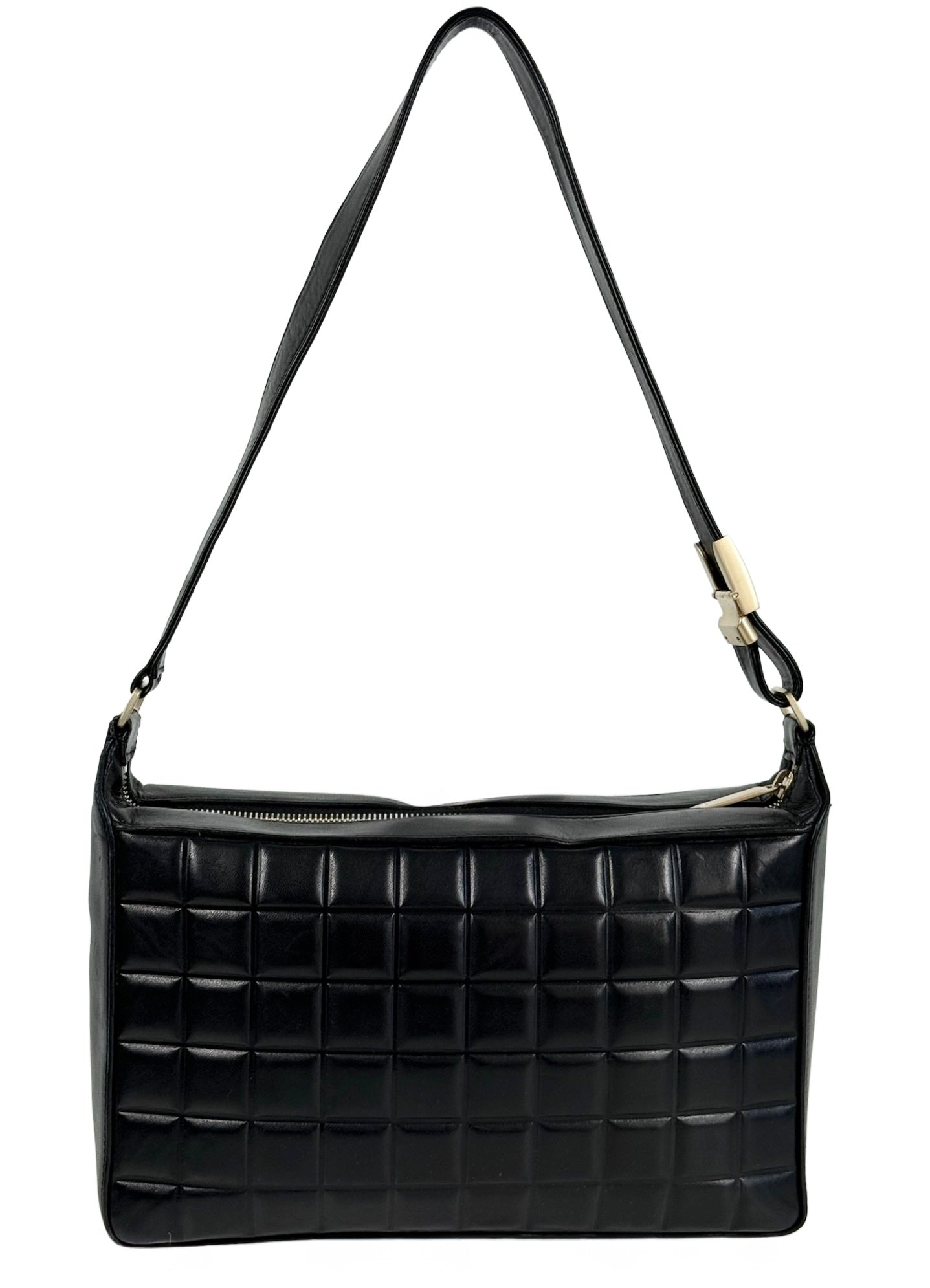 Chanel Vintage Black Lambskin Chocolate Bar Shoulder Bag