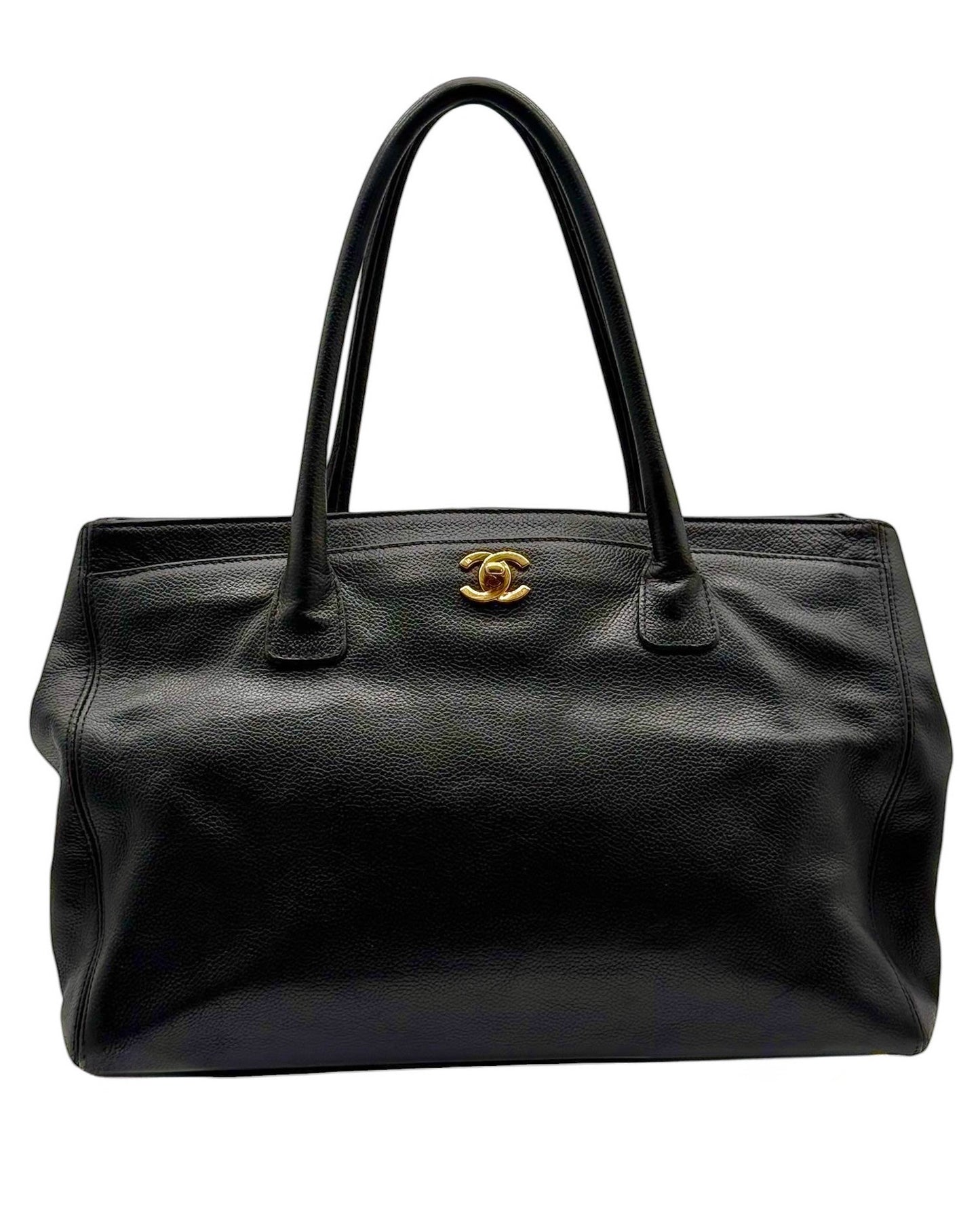 Chanel Vintage 00s Black Deerskin Medium Cerf Executive Tote with 24K GPHW