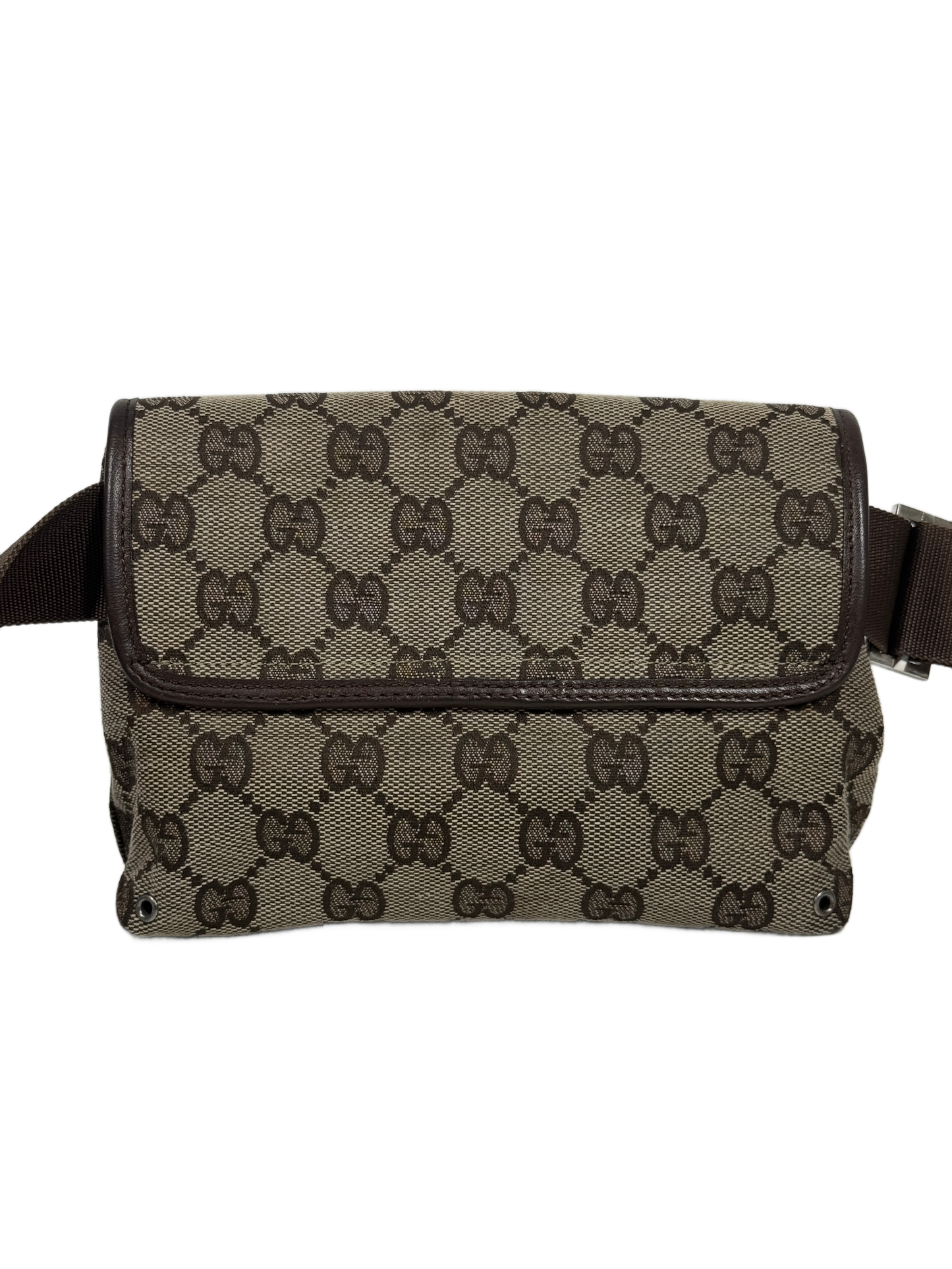 Gucci Vintage Brown GG Monogram Canvas Bum Belt Waist Bag