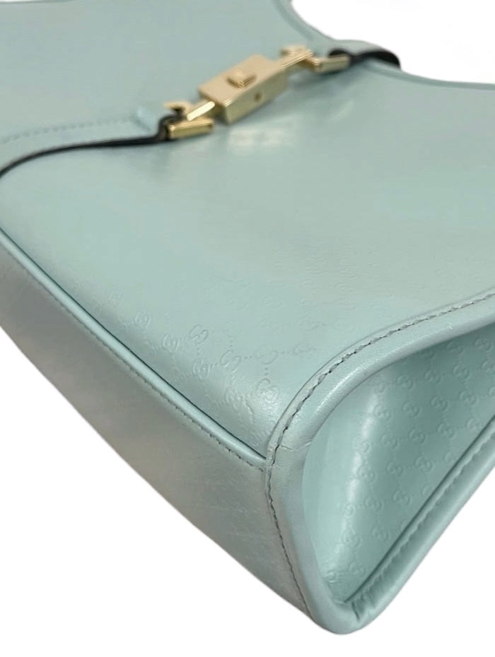 Gucci Vintage Blue Microguccissima GG Monogram Coated Leather Small Jackie Shoulder Bag