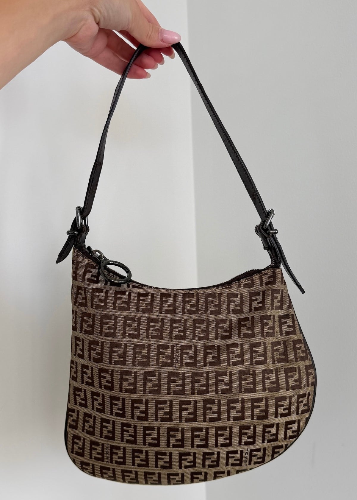 Fendi Vintage Light Brown Zucchino Zucca Monogram Oyster Hobo Shoulder Bag