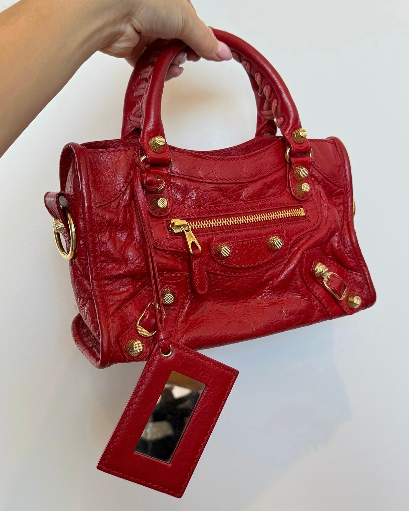 Balenciaga Vintage Red Agneau Leather Giant 12 Mini City Bag