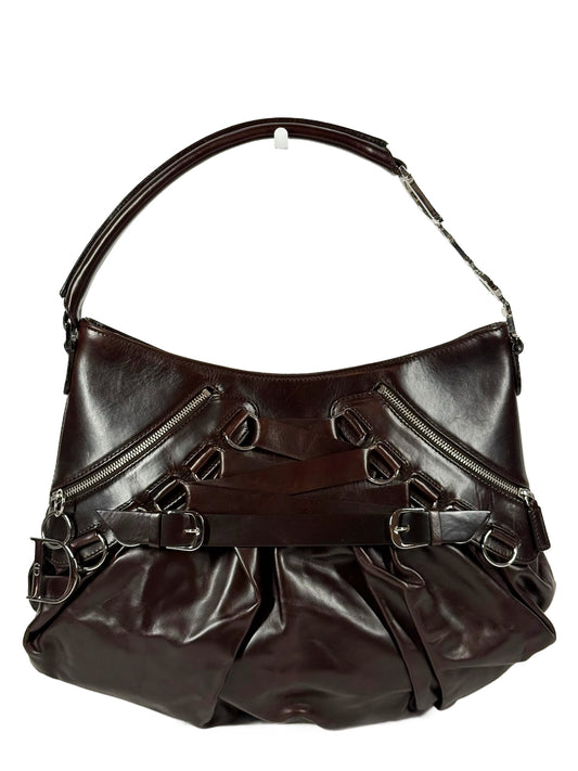 Dior Vintage 2004 Dark Brown Leather Ballerina Corset Bag