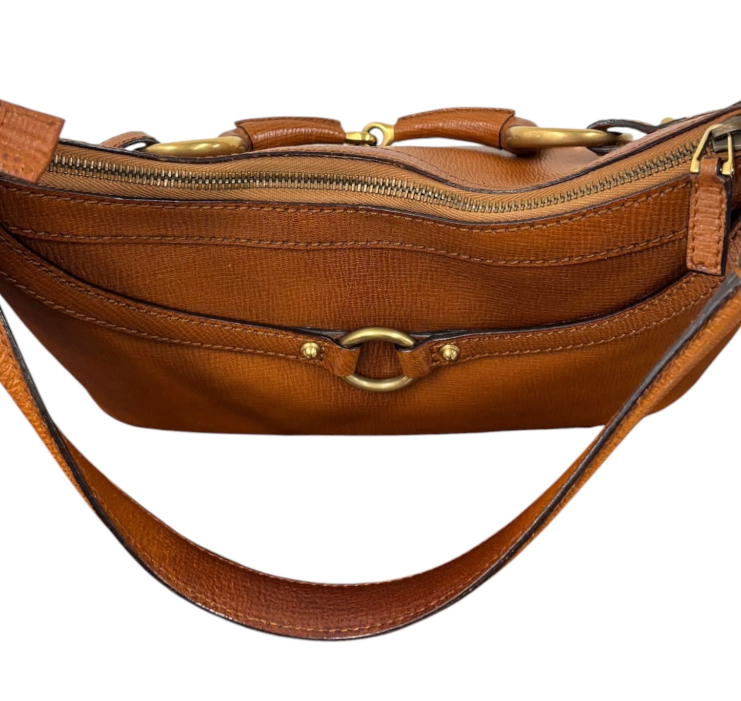 Gucci Vintage Cognac Brown Leather Horsebit Hobo Shoulder Bag