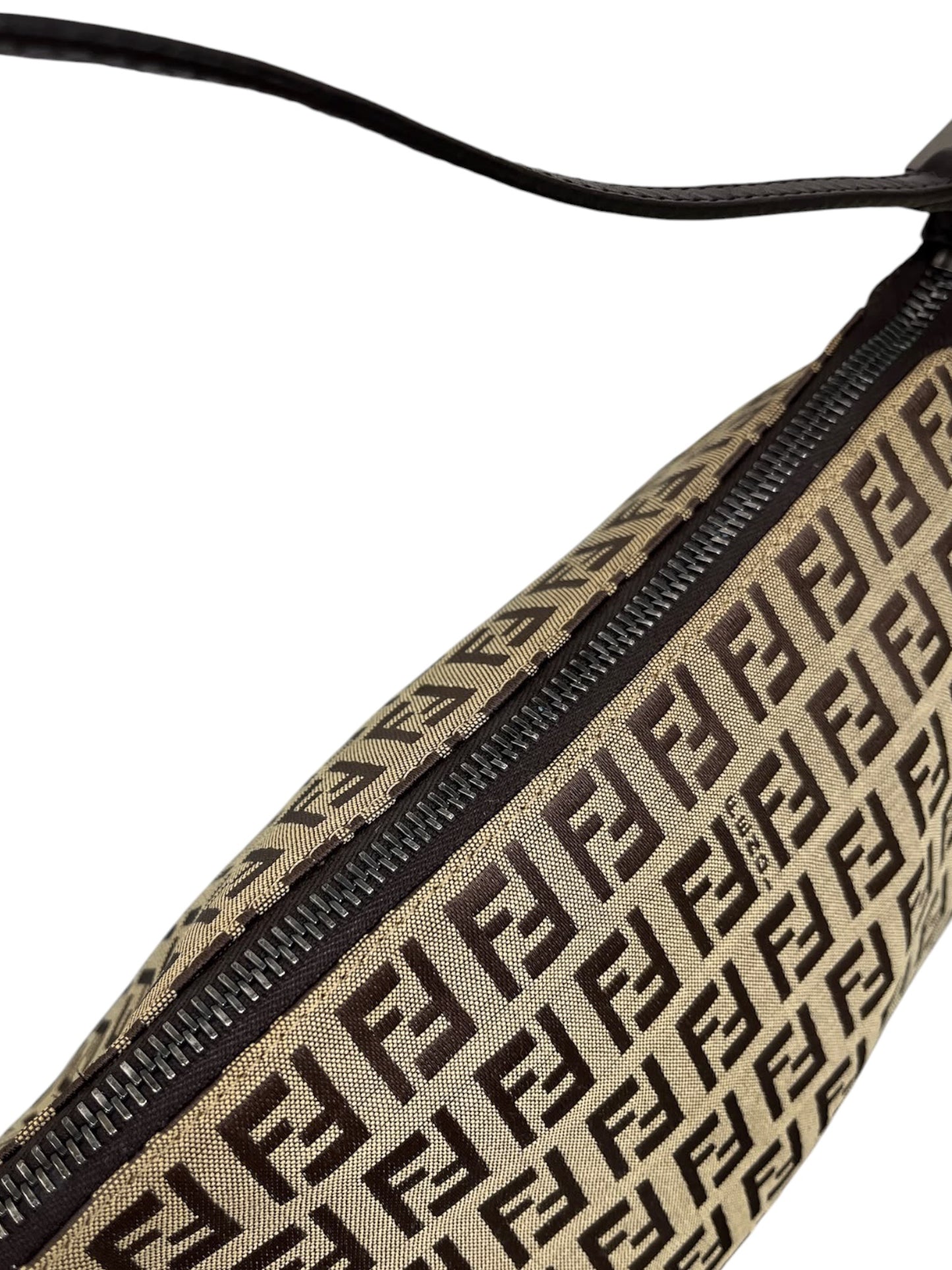 Fendi Vintage Light Brown Zucchino Zucca Monogram Medium Shoulder Pochette Bag 