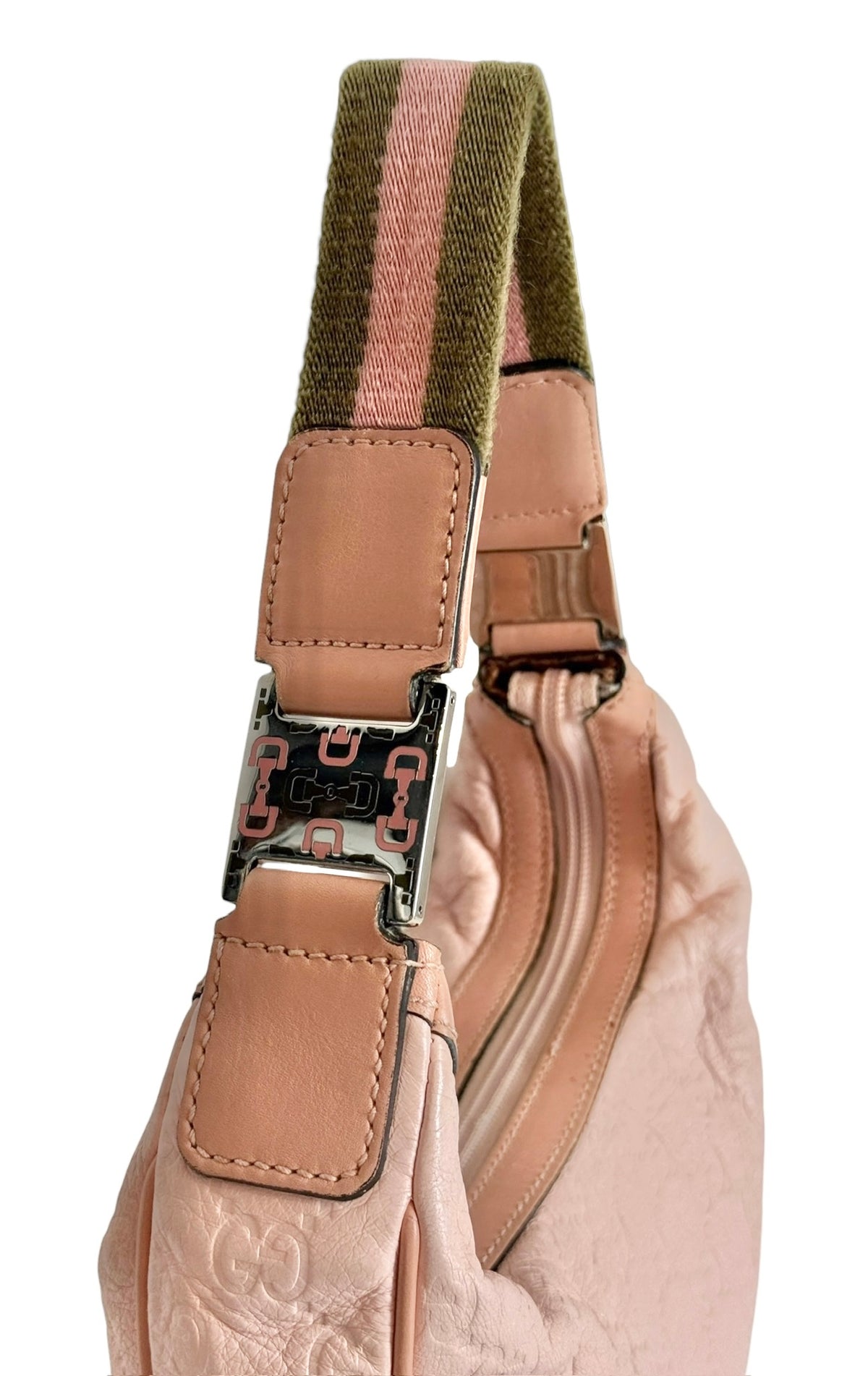 Gucci Vintage Light Pink GG Monogram Embossed Leather Small Shoulder Bag